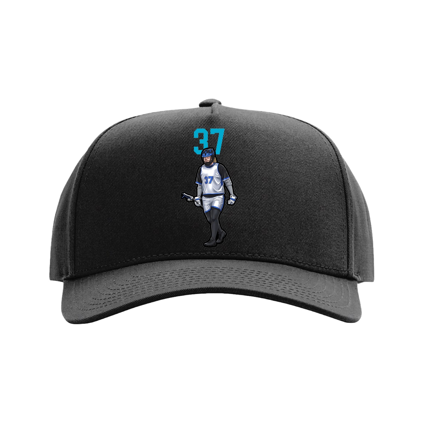 Full Fabric Five-Panel Champ Cap — Number Top in Black