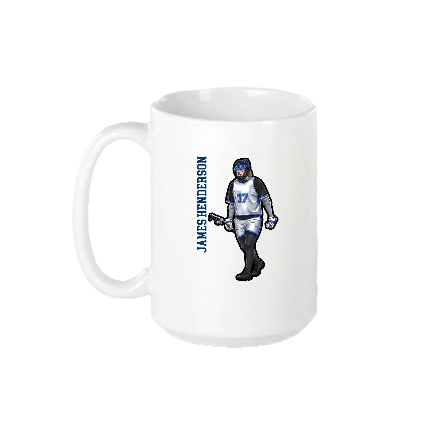 15oz Coffee Mug — Name Vertical in White