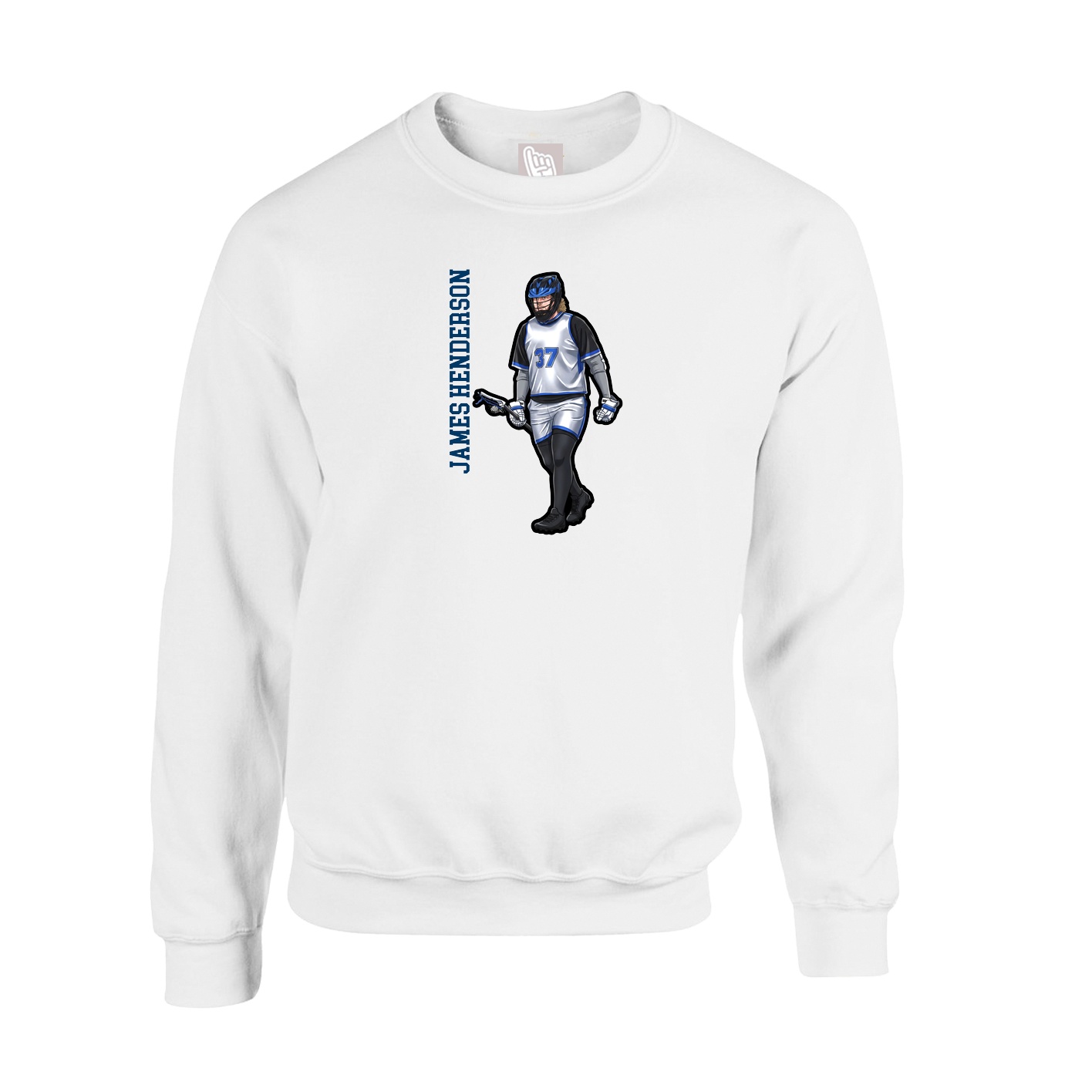 Fleece Crew — Name Vertical in White