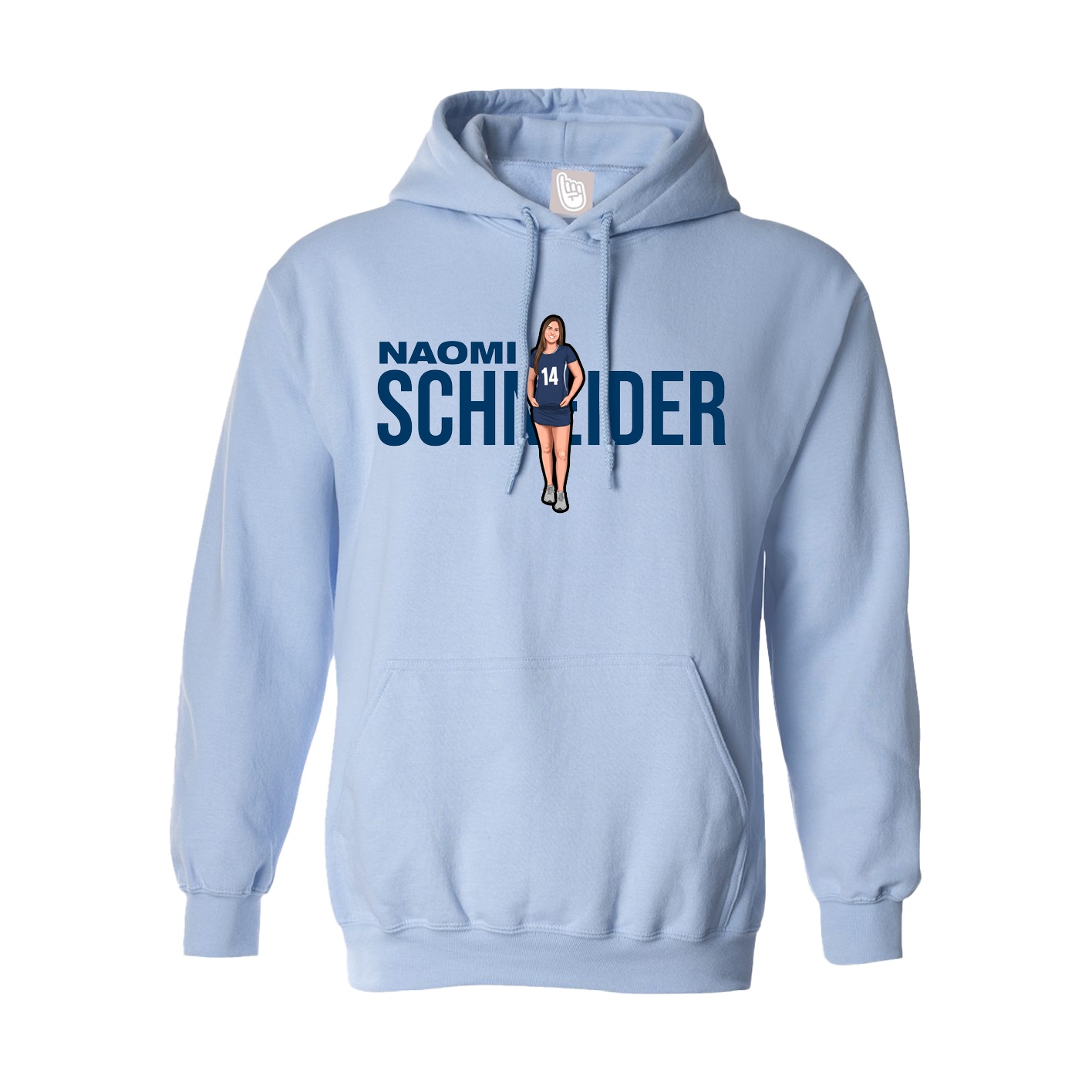 Hoodie — Player Name in Light Blue