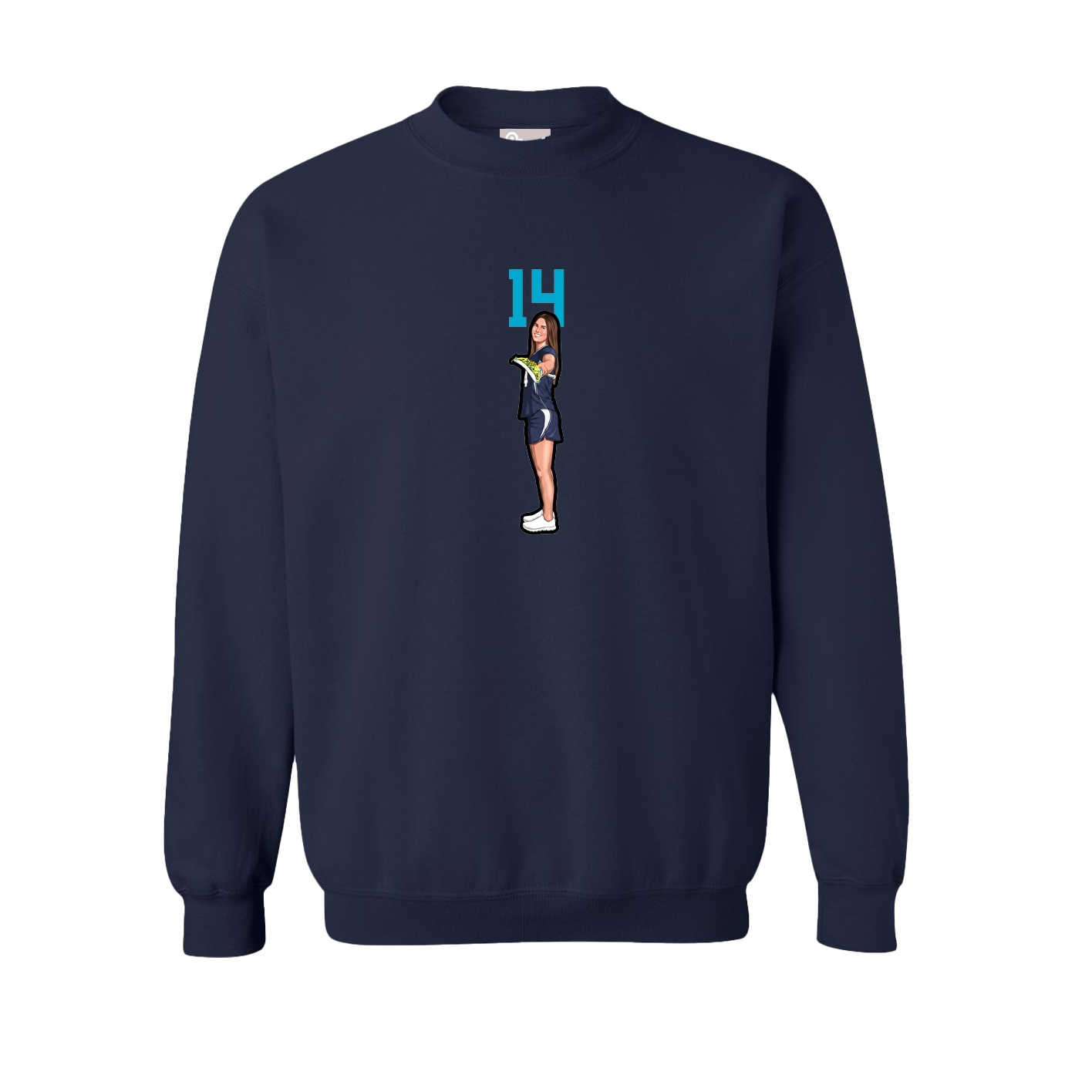Fleece Crew — Number Top in Navy