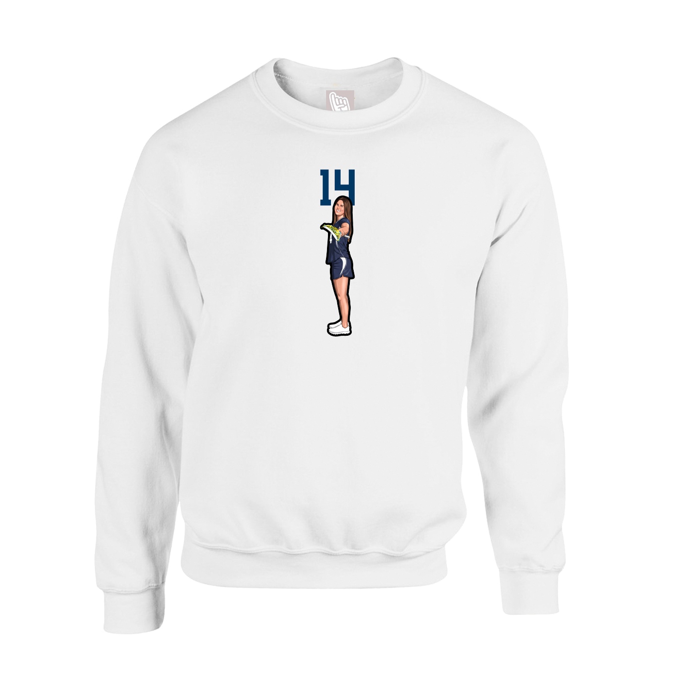 Fleece Crew — Number Top in White