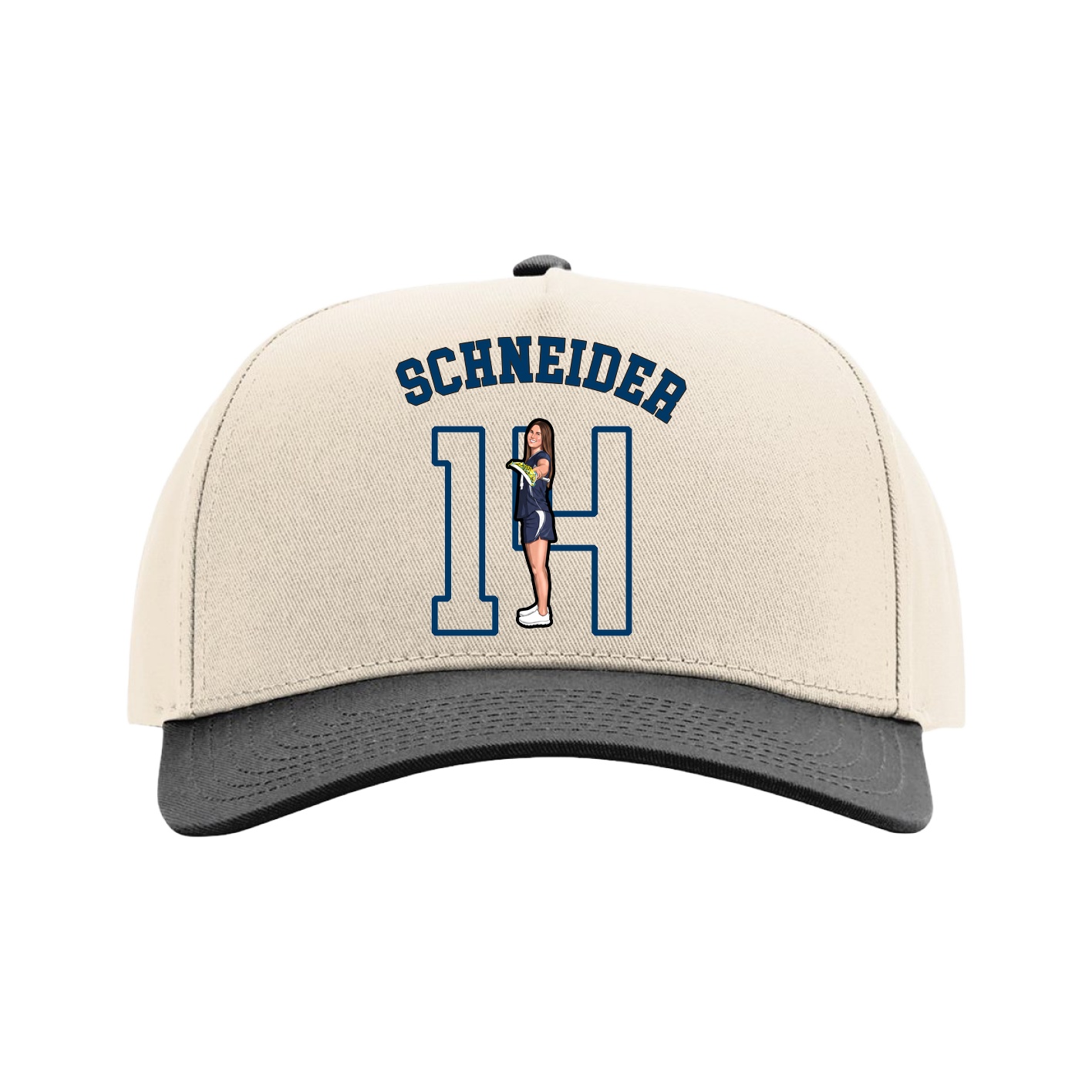 Full Fabric Five-Panel Champ Cap — Shirsey Arch in Cream/Black