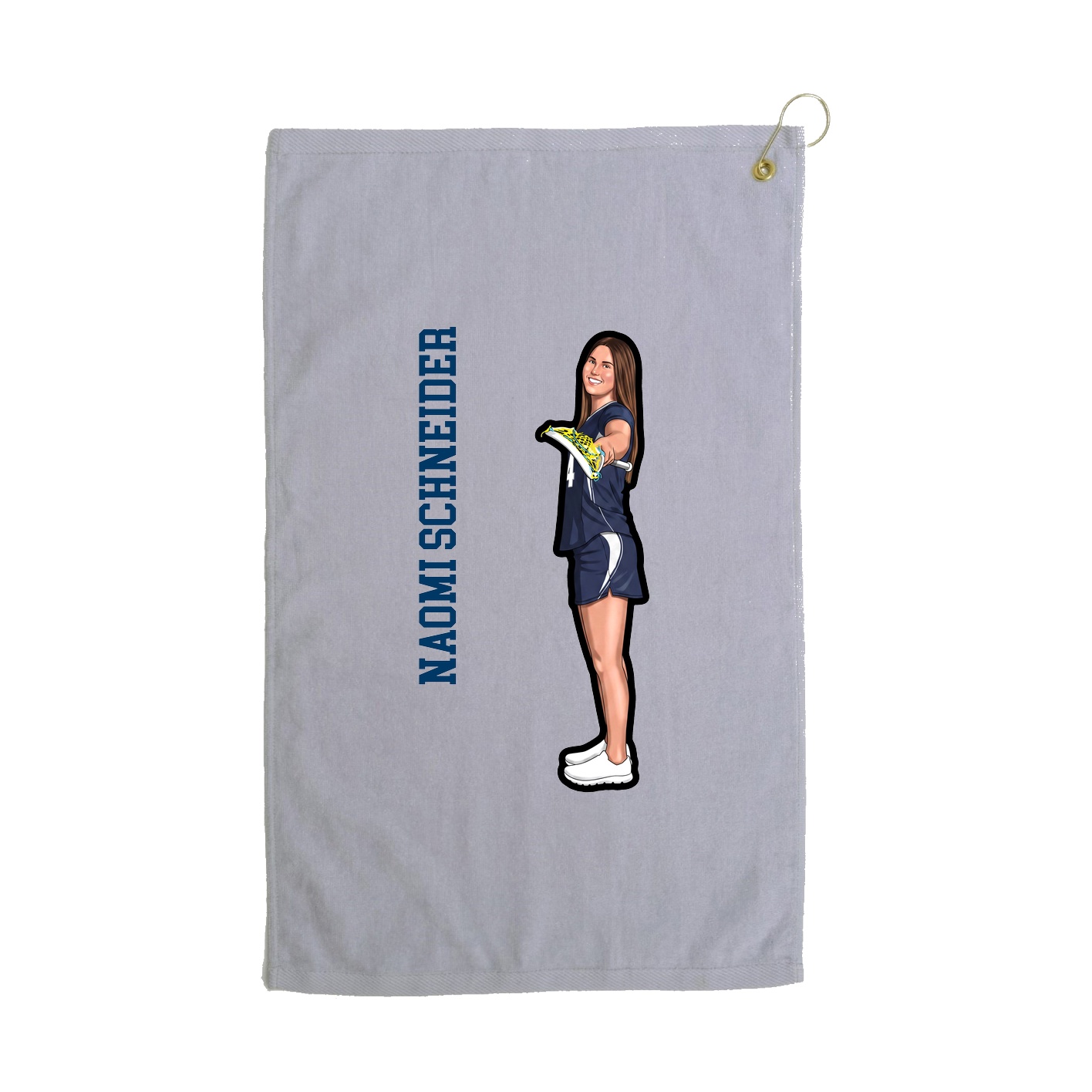 Golf Towel — Name Vertical in Grey