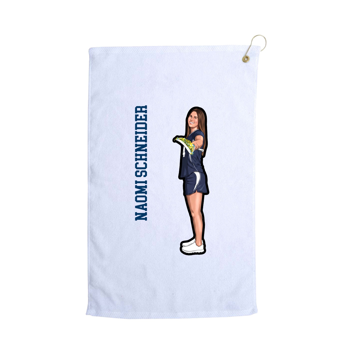 Golf Towel — Name Vertical in White