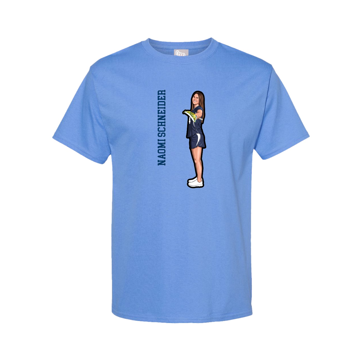 Tee — Name Vertical in Powder Blue