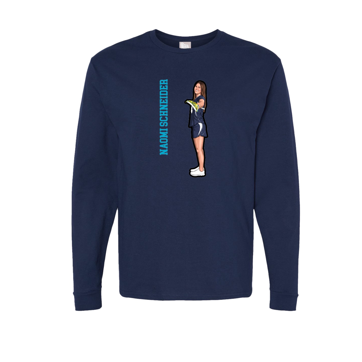 Long Sleeve Tee — Name Vertical in Navy