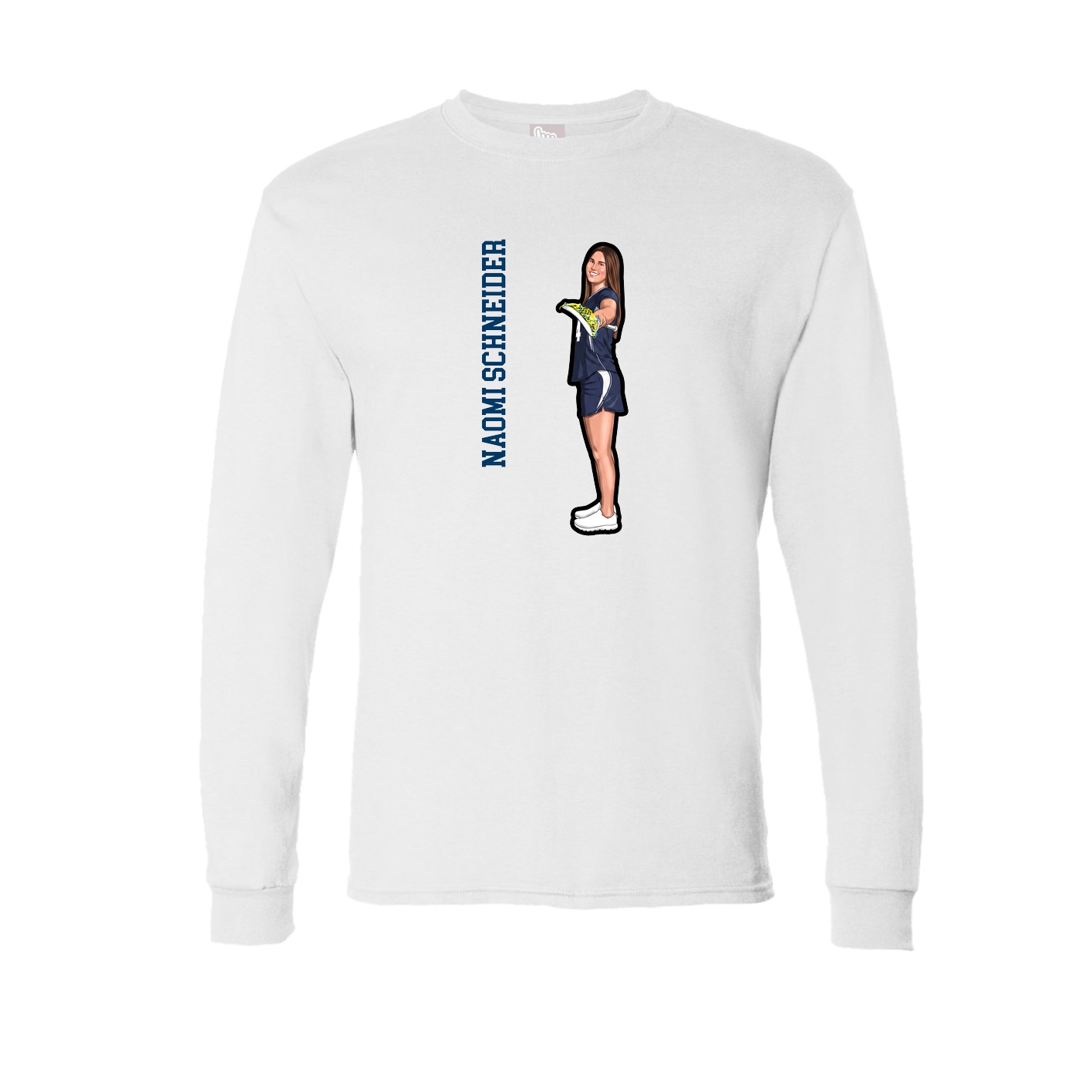Long Sleeve Tee — Name Vertical in White