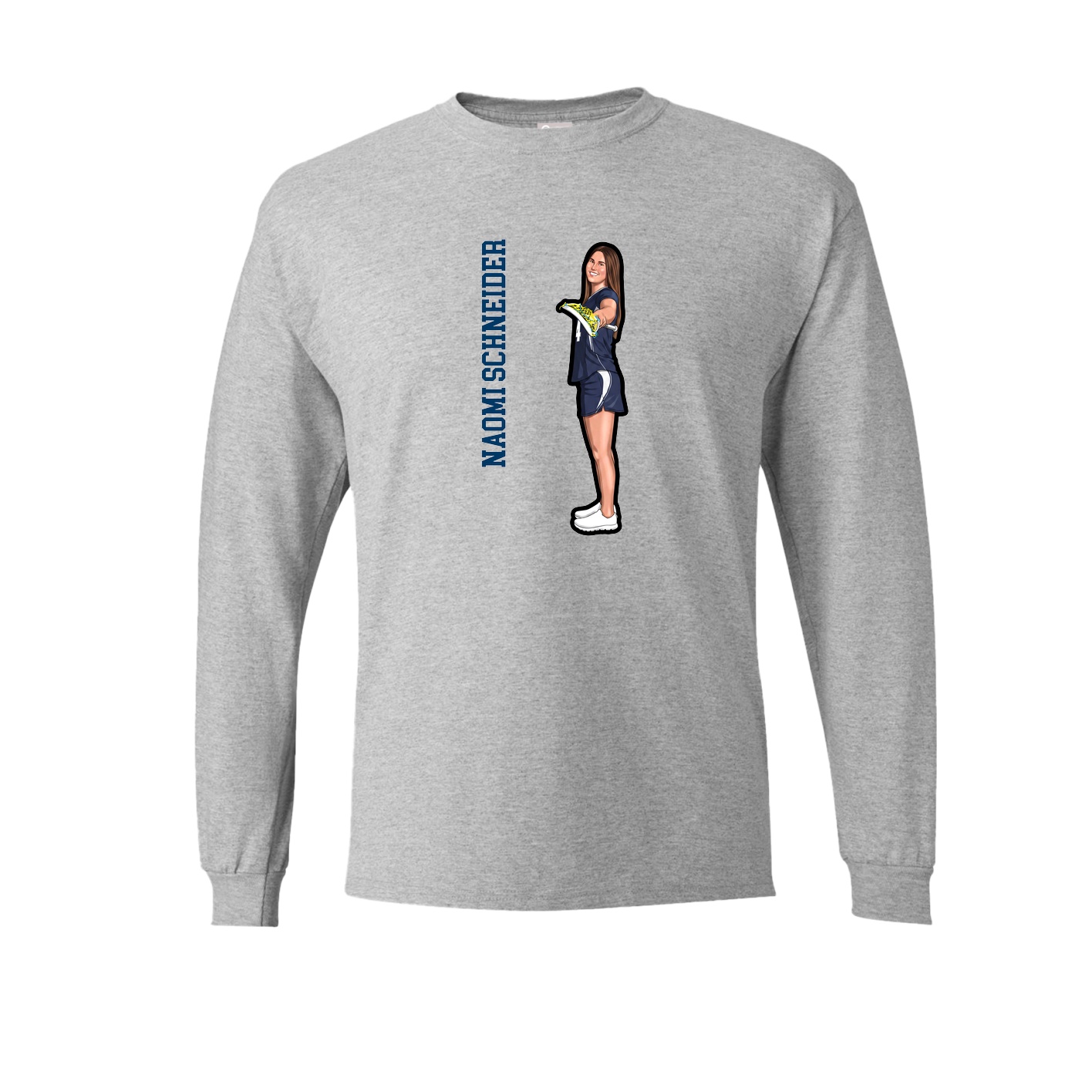 Long Sleeve Tee — Name Vertical in Grey
