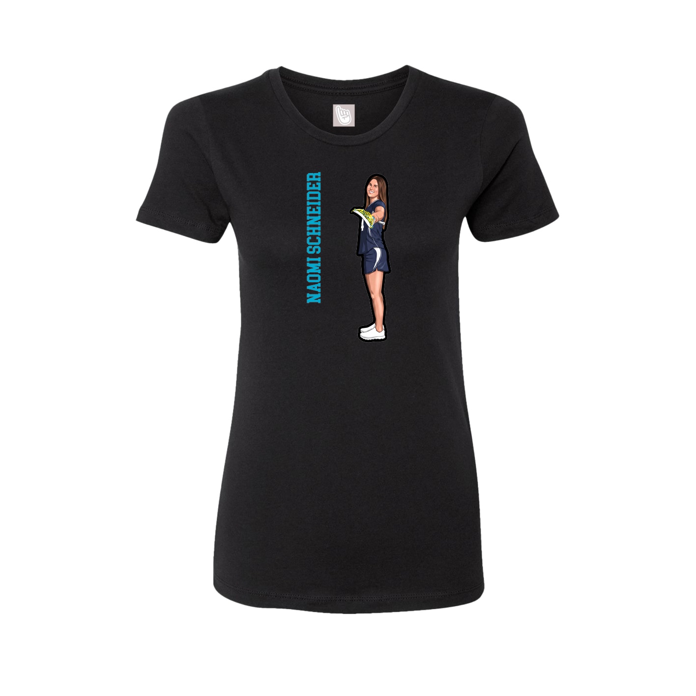 Womens Tee — Name Vertical in Black
