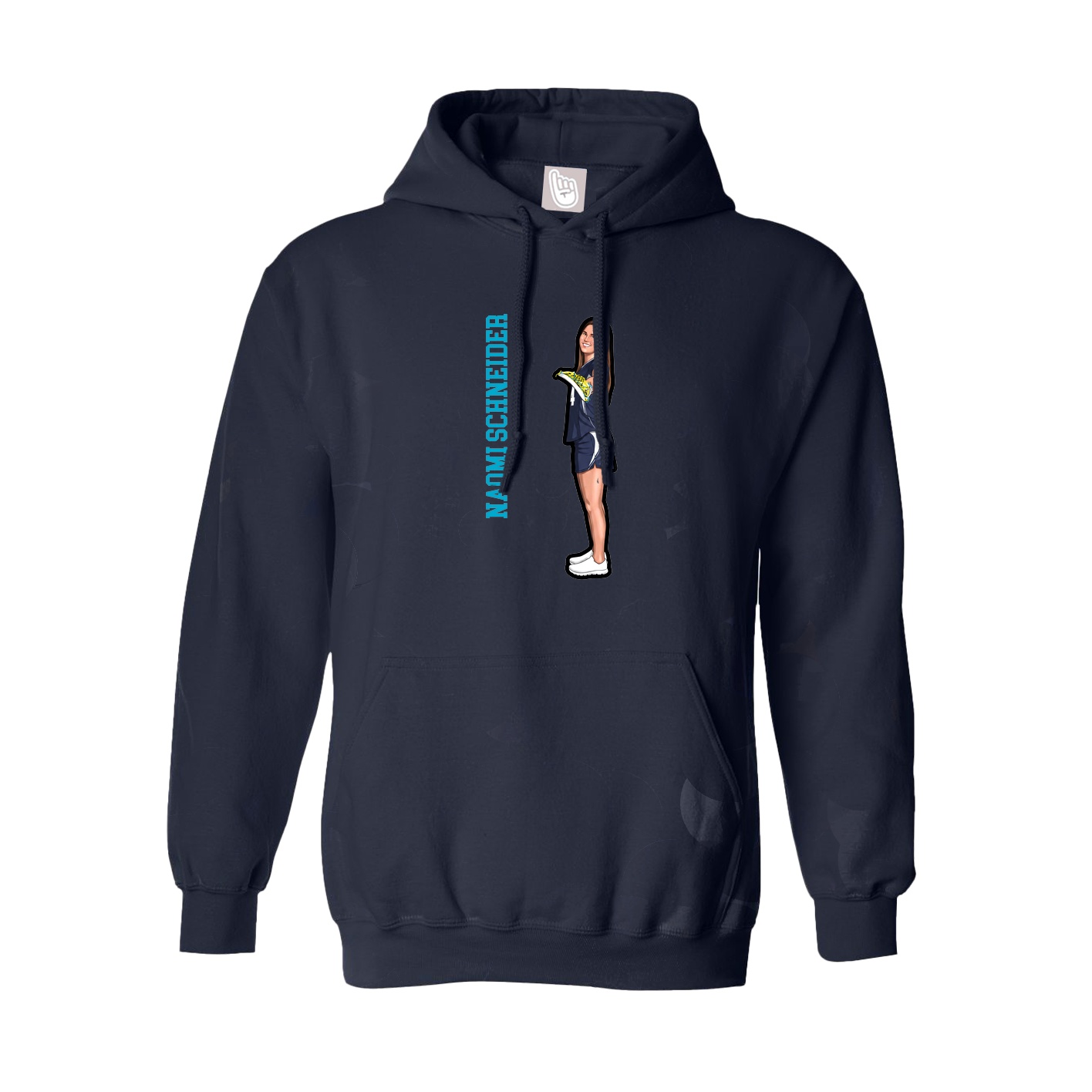 Hoodie — Name Vertical in Navy