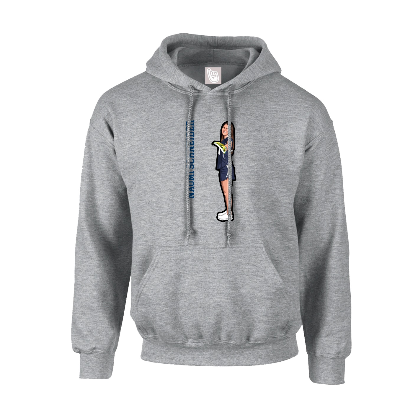 Hoodie — Name Vertical in Grey