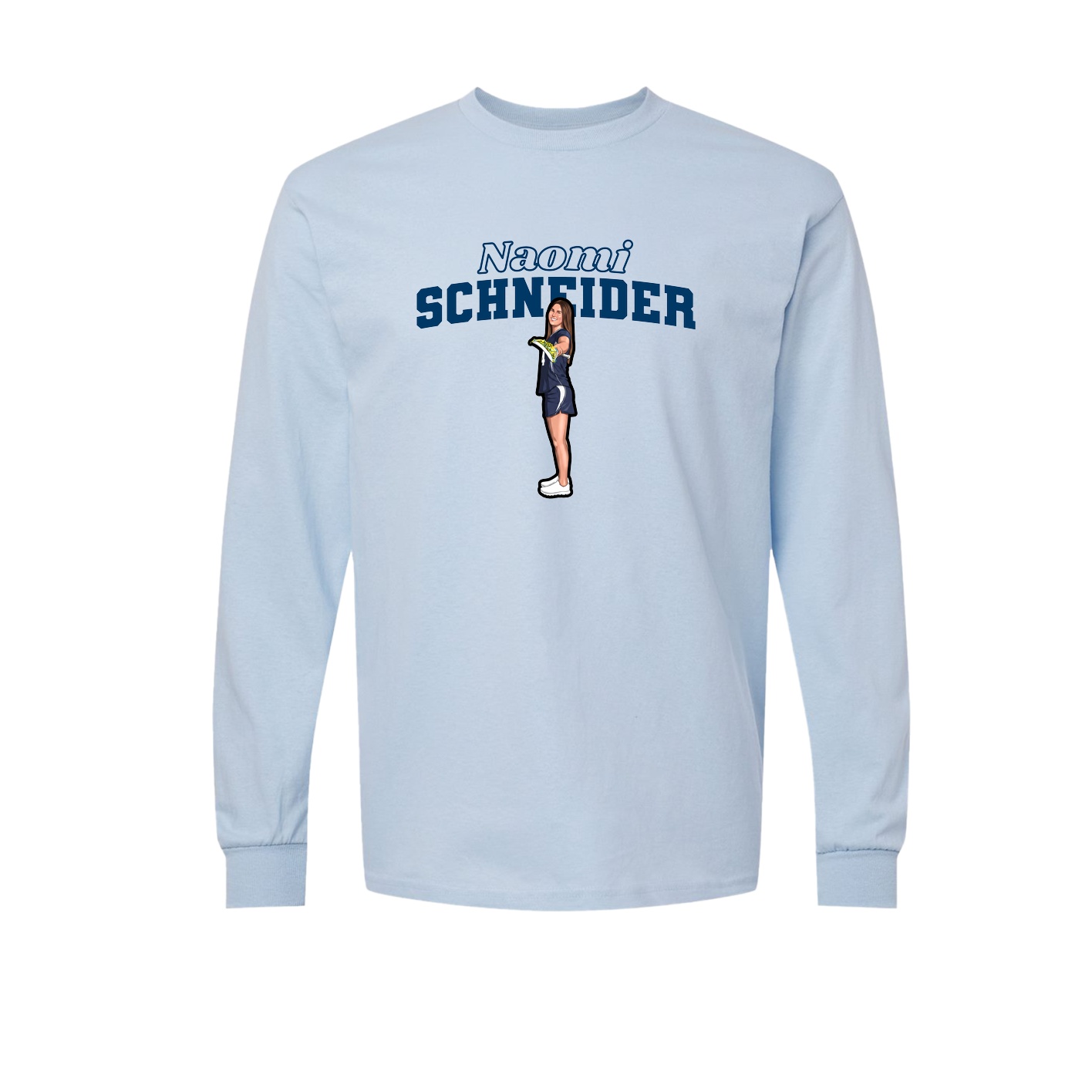 Long Sleeve Tee — Name Arch in Light Blue