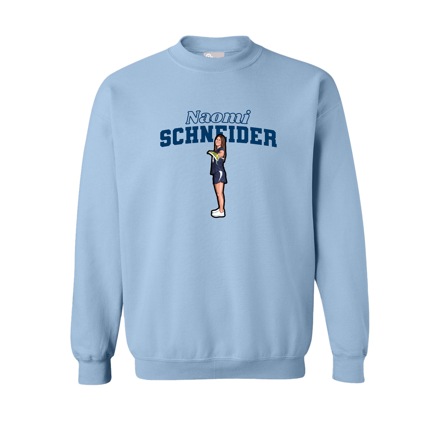 Fleece Crew — Name Arch in Light Blue