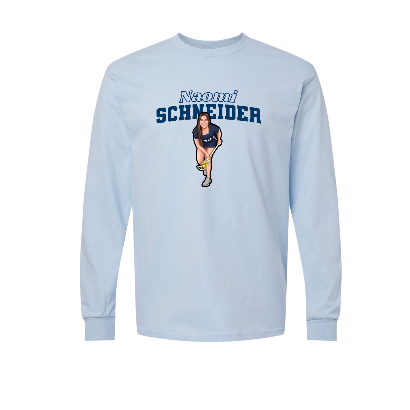 Long Sleeve Tee — Name Arch in Light Blue