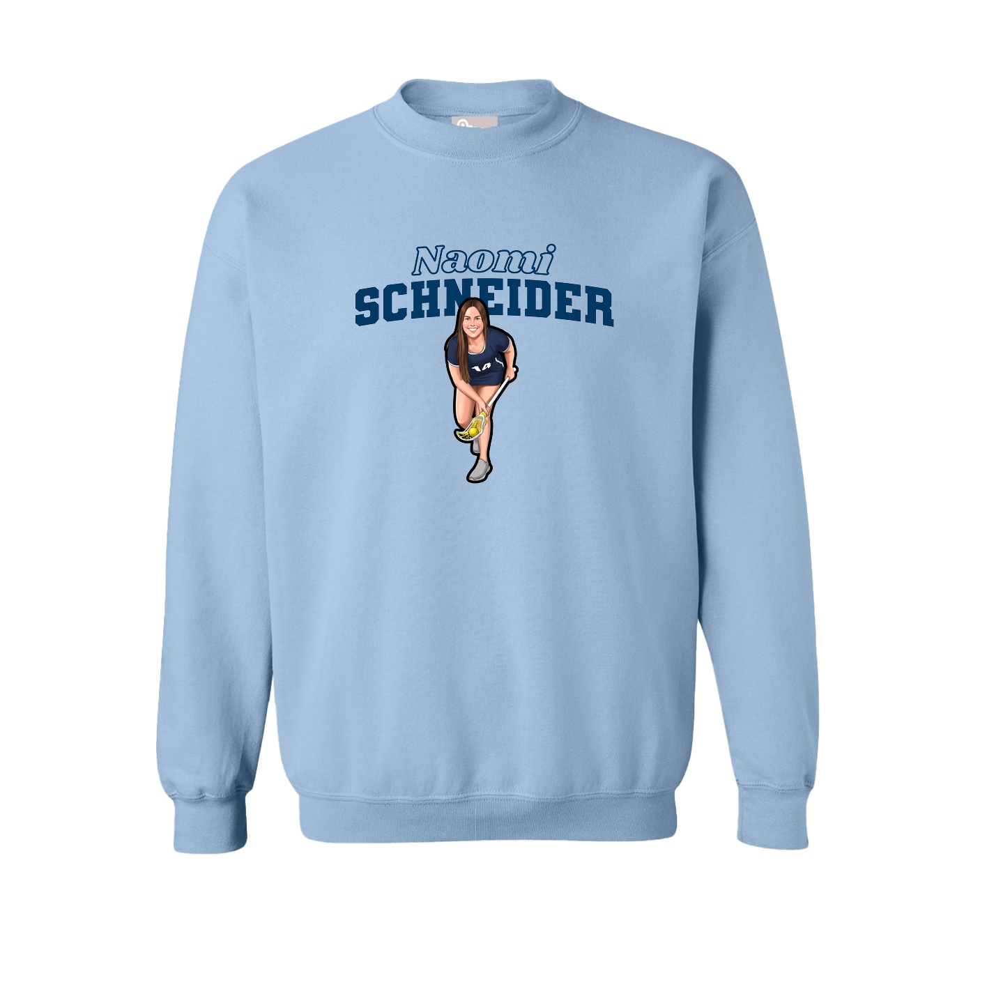 Fleece Crew — Name Arch in Light Blue