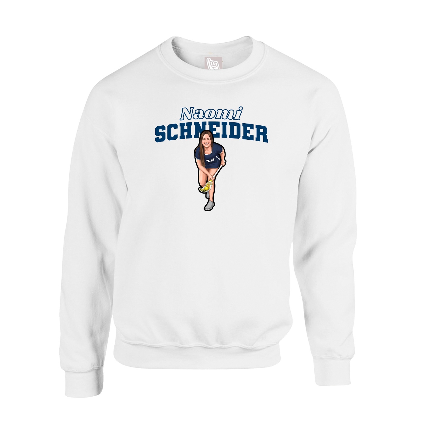 Fleece Crew — Name Arch in White
