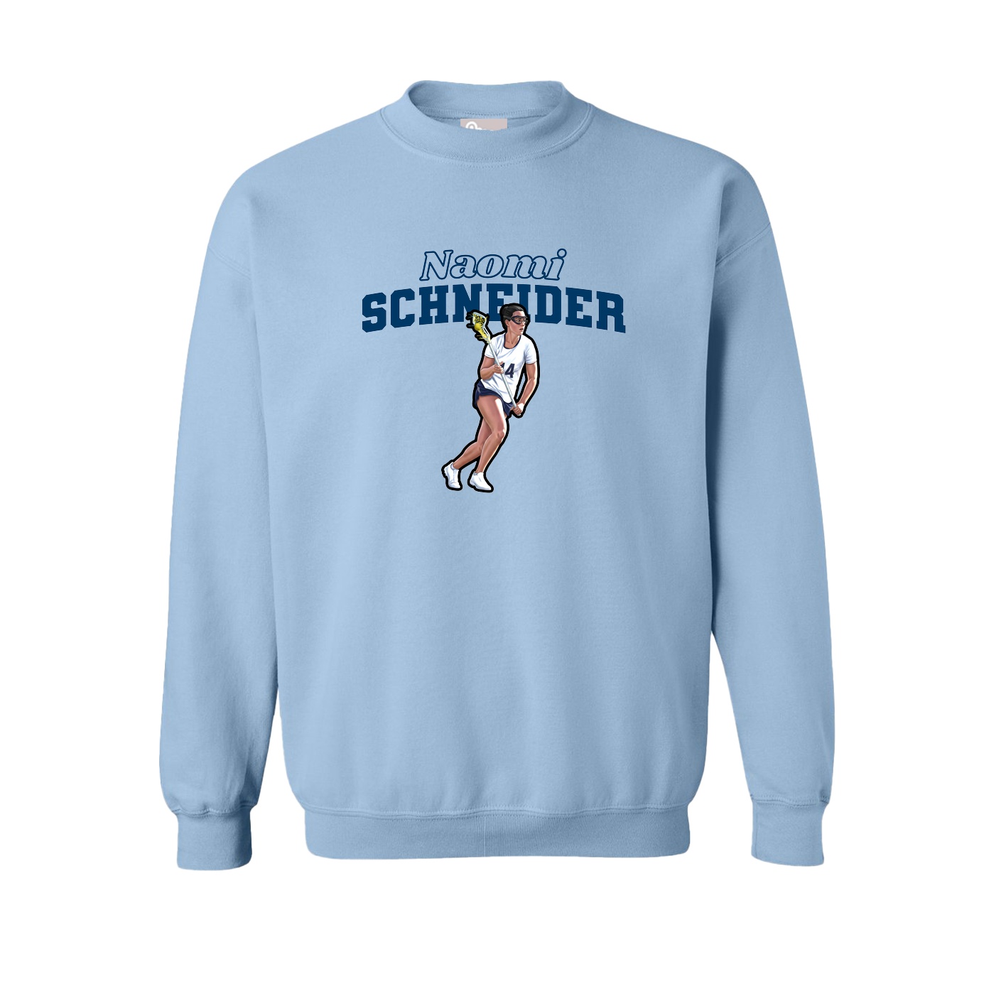 Fleece Crew — Name Arch in Light Blue