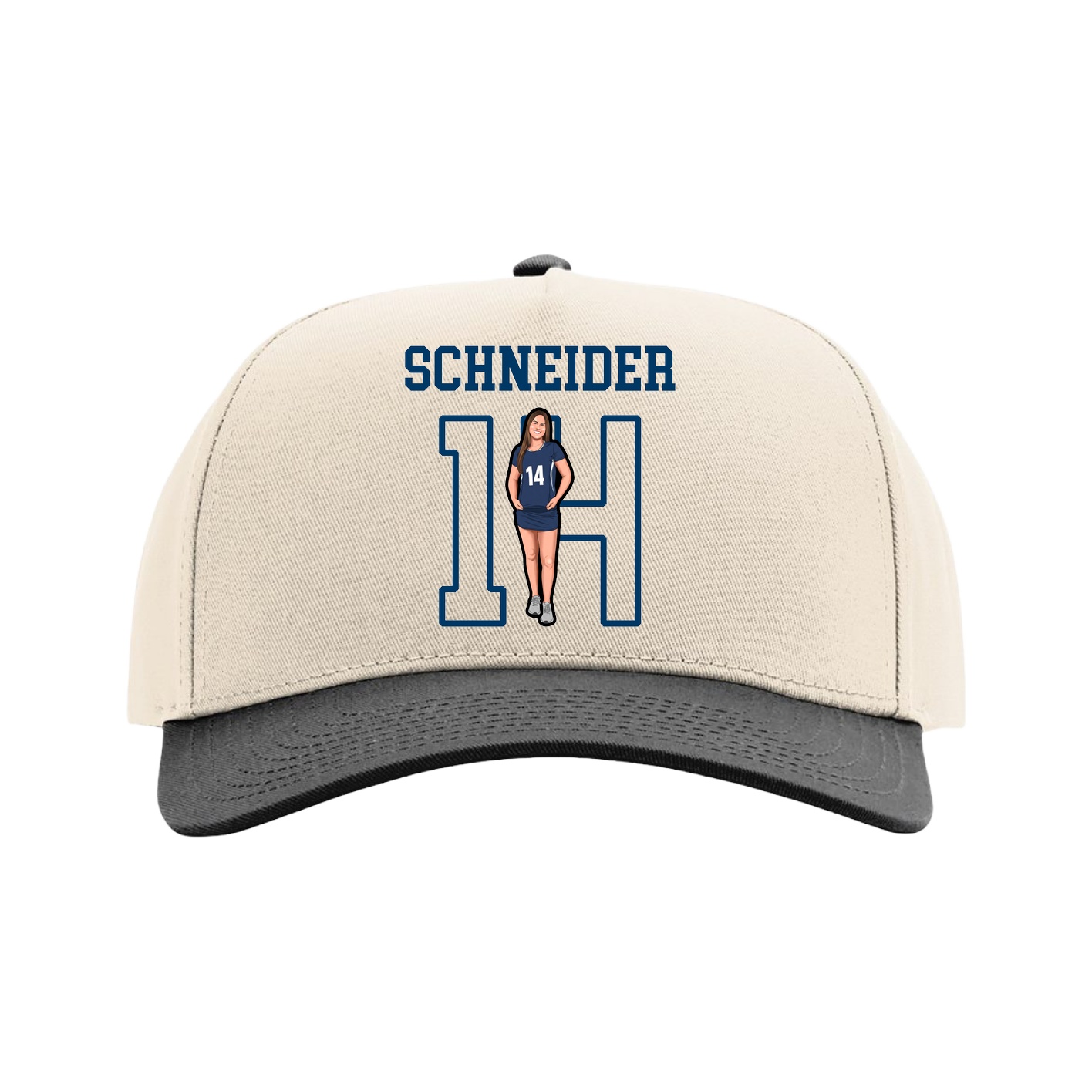 Full Fabric Five-Panel Champ Cap — Shirsey in Cream/Black