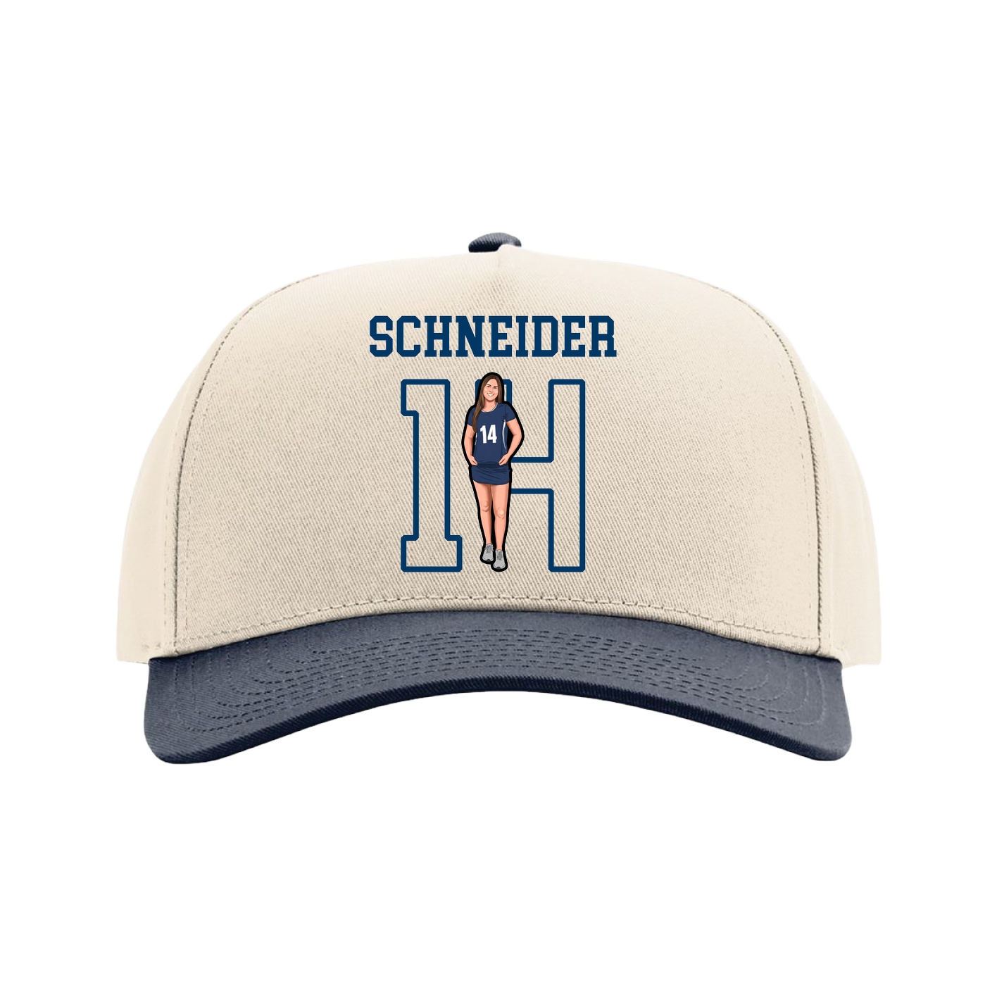 Full Fabric Five-Panel Champ Cap — Shirsey in Cream/Navy