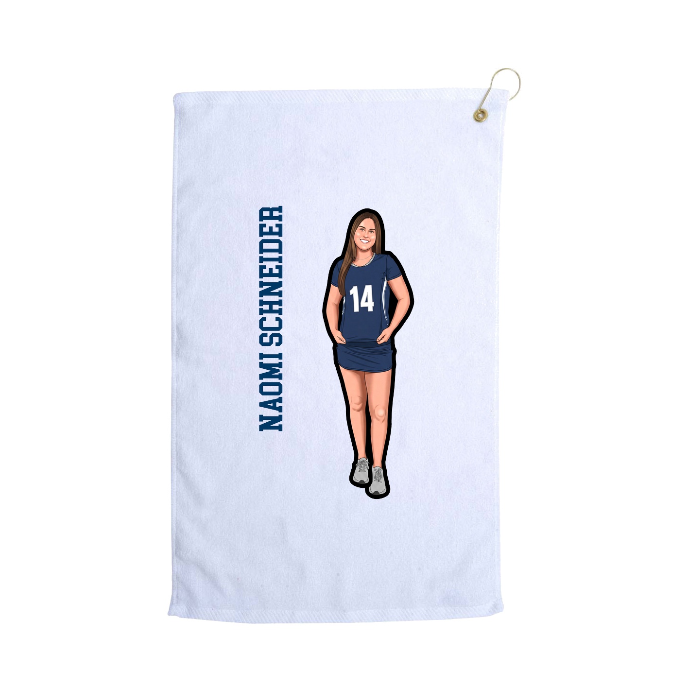 Golf Towel — Name Vertical in White