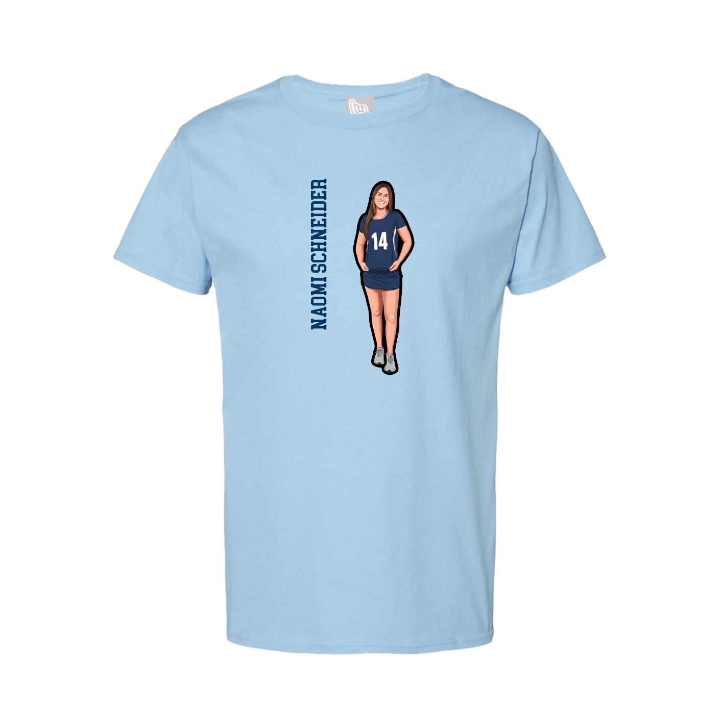 Tee — Name Vertical in Light Blue
