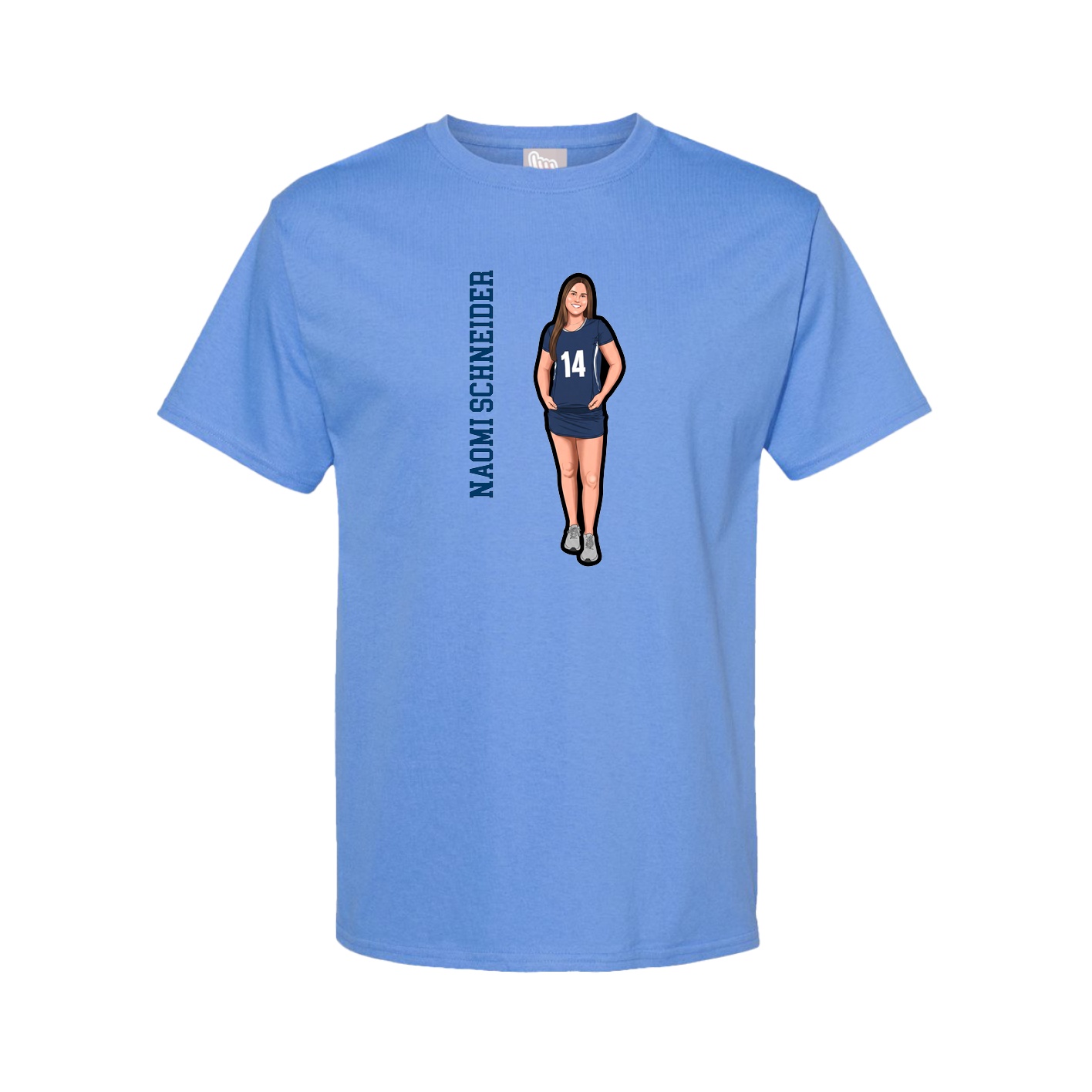 Tee — Name Vertical in Powder Blue
