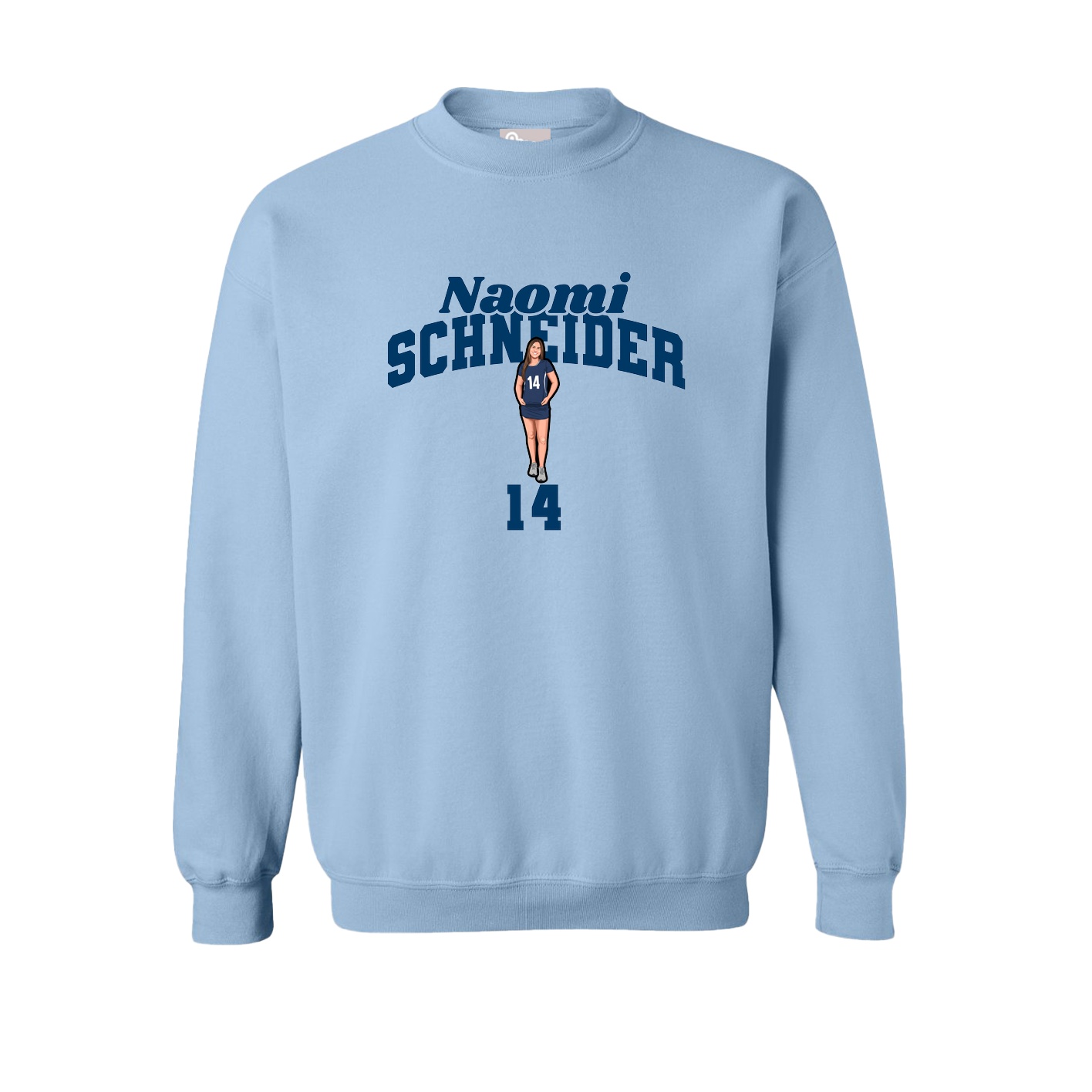 Fleece Crew — Signature Arch in Light Blue