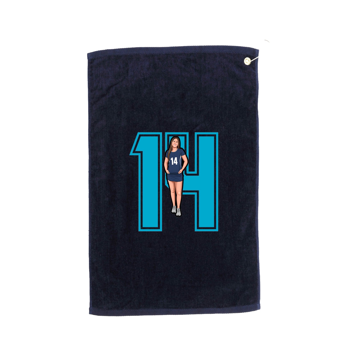 Golf Towel — Number in Navy