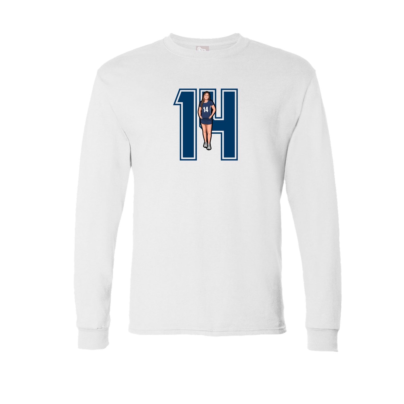 Long Sleeve Tee — Number in White