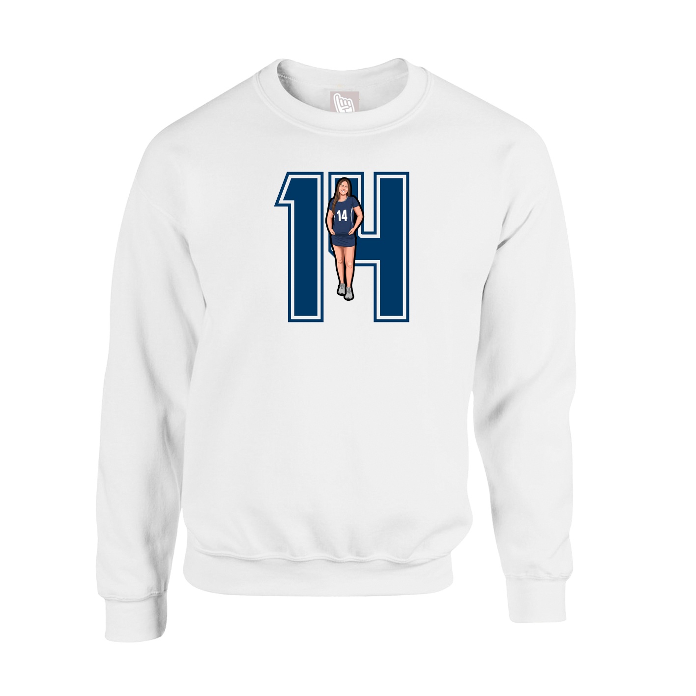 Fleece Crew — Number in White