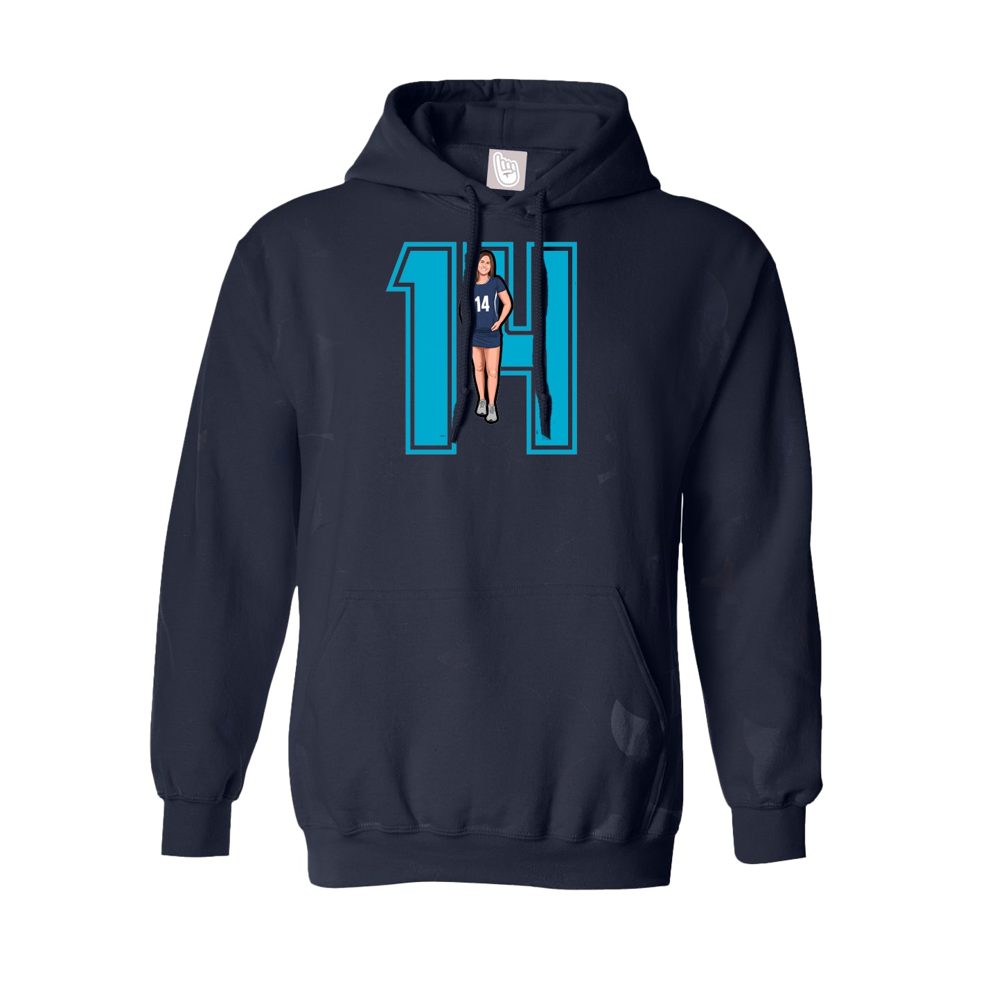 Youth Hoodie — Number in Navy