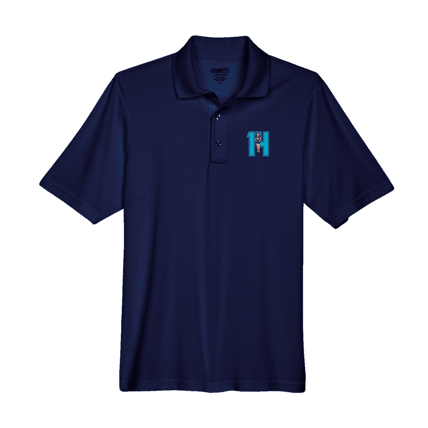 Performance Polo — Number in Navy