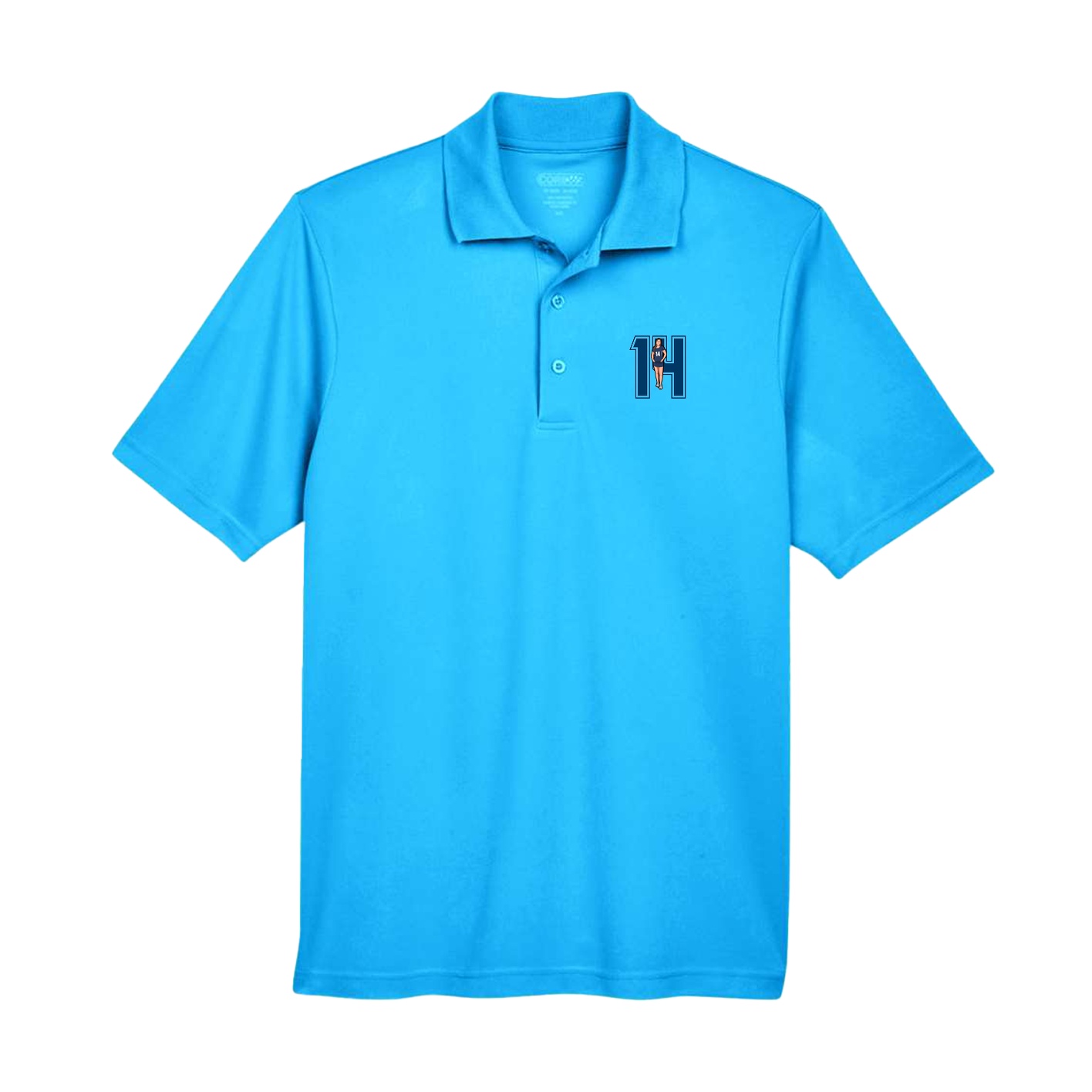 Performance Polo — Number in Light Blue