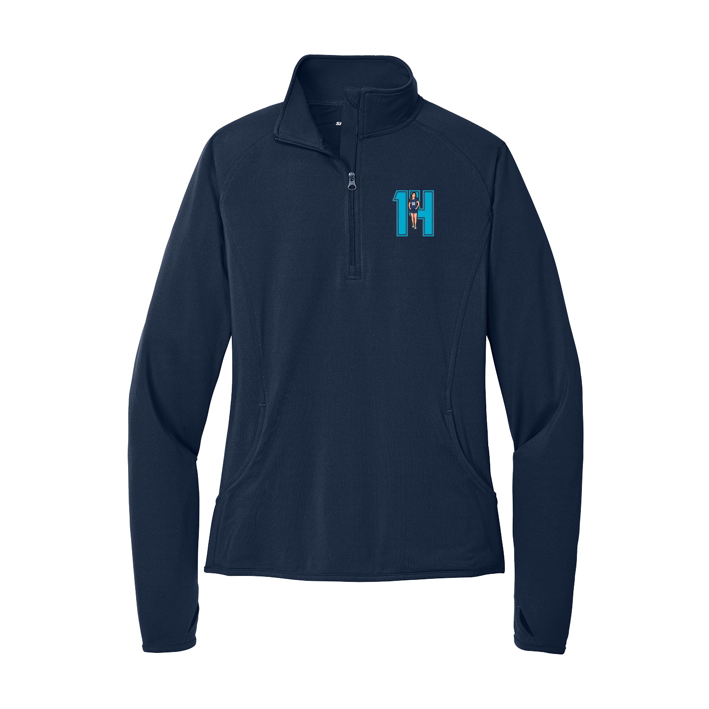 Women's Q-Zip Pullover — Number in Navy