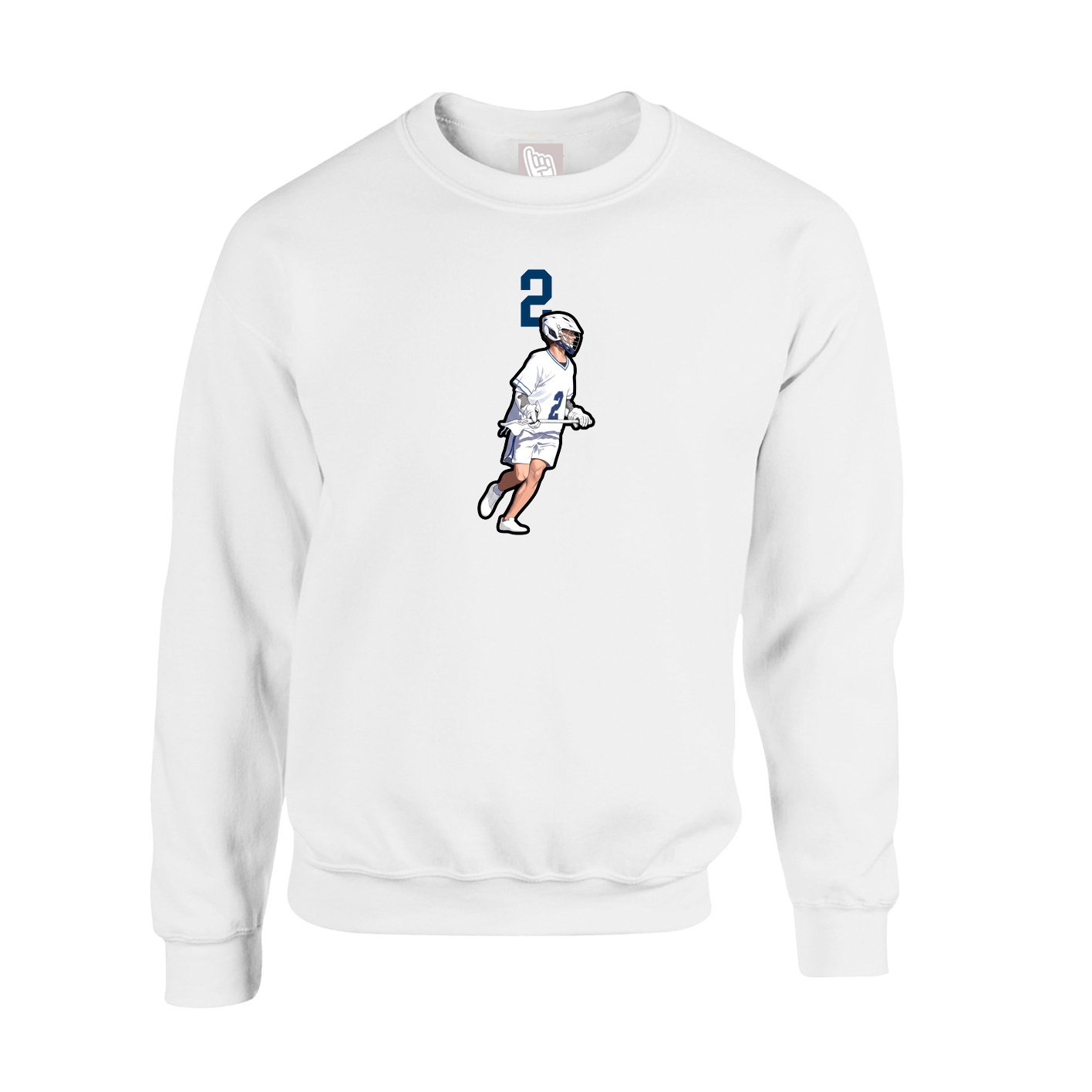 Fleece Crew — Number Top in White