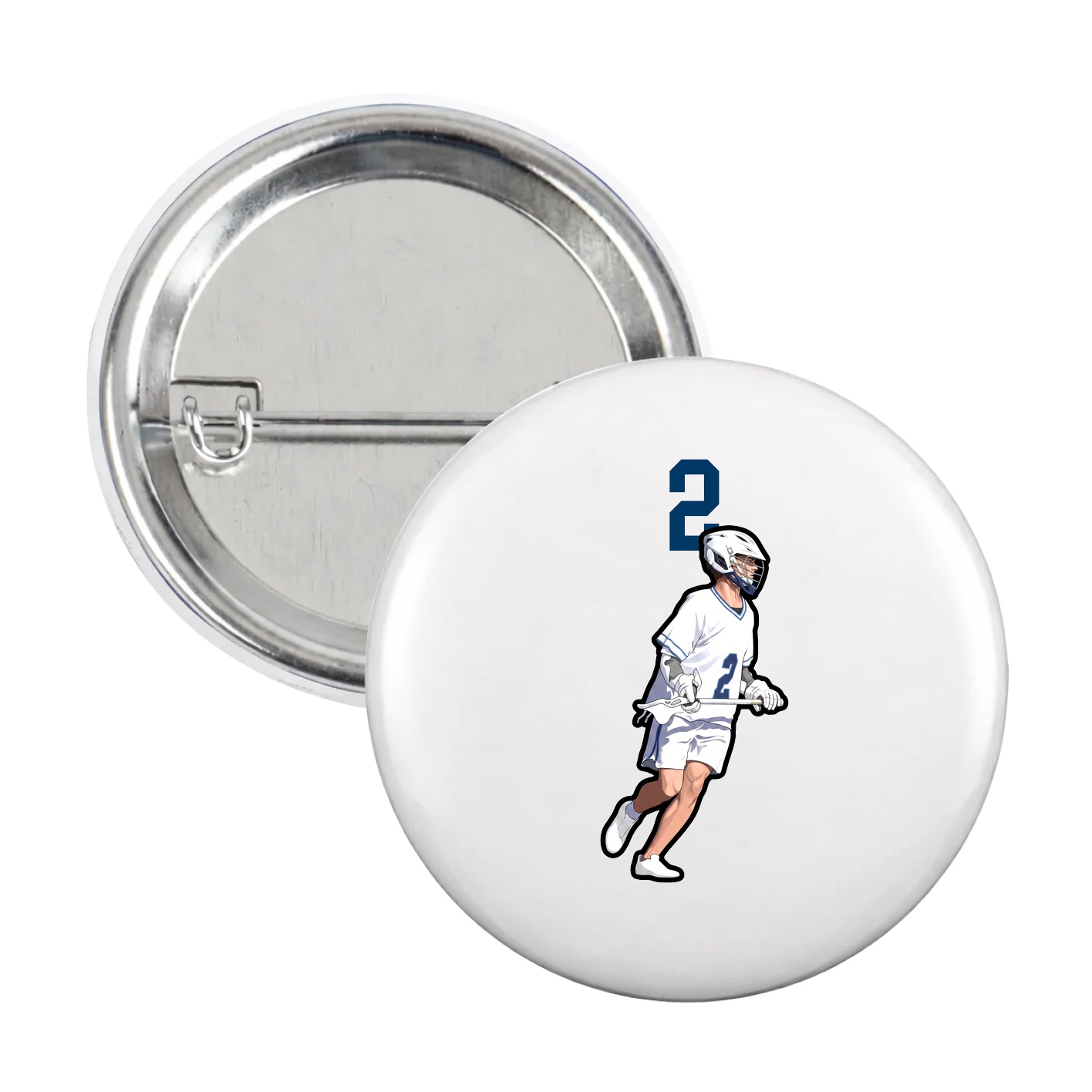 Game Day Button — Number Top in White