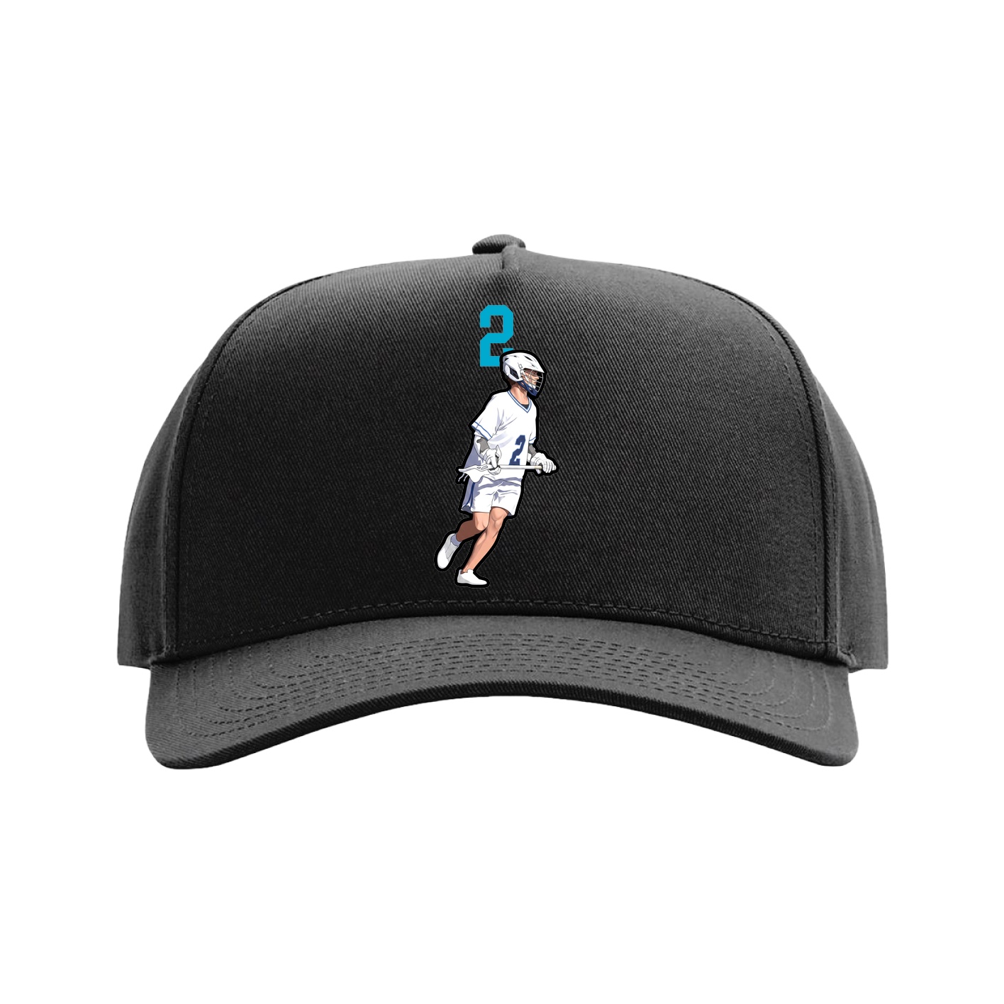 Full Fabric Five-Panel Champ Cap — Number Top in Black