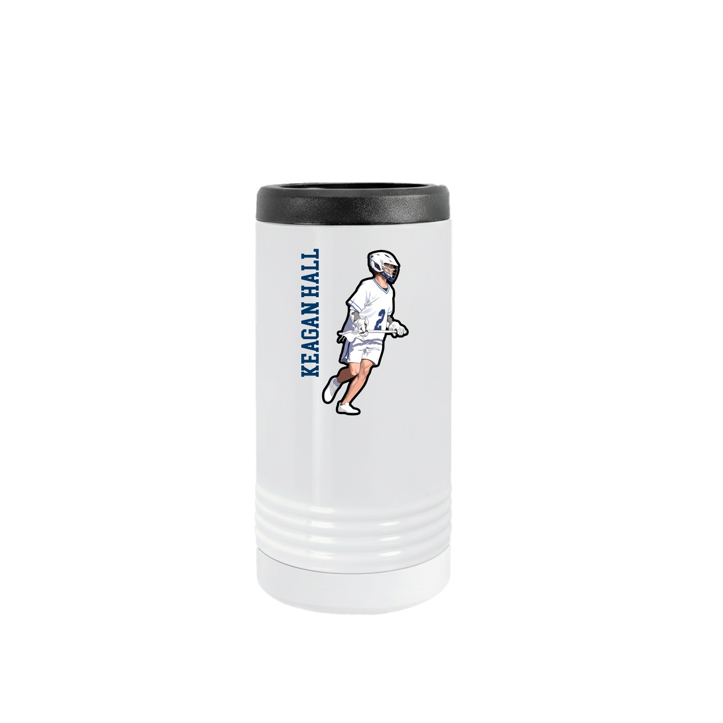 Slim Beverage Holder — Name Vertical in White