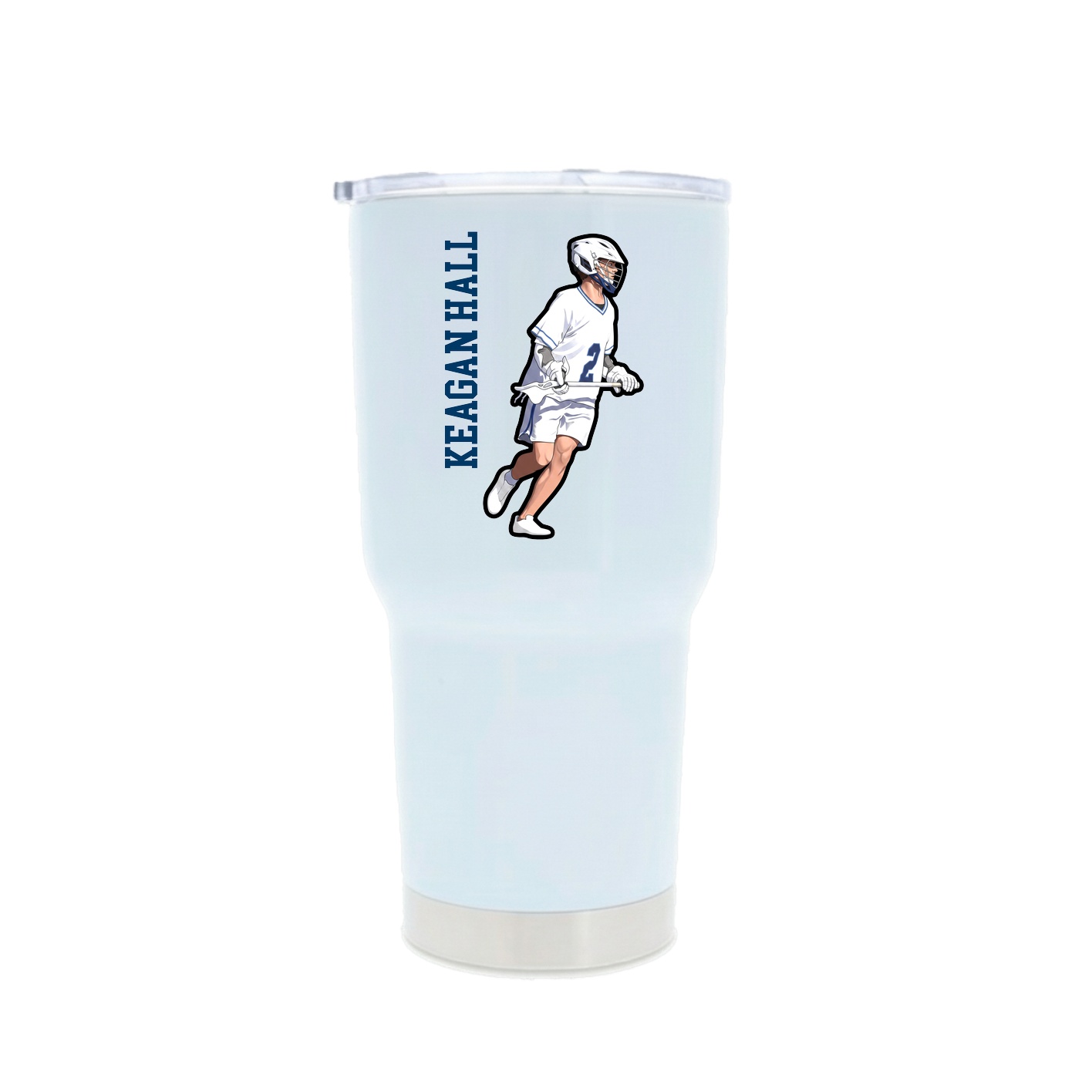 30oz Stainless Steel Tumbler — Name Vertical in White