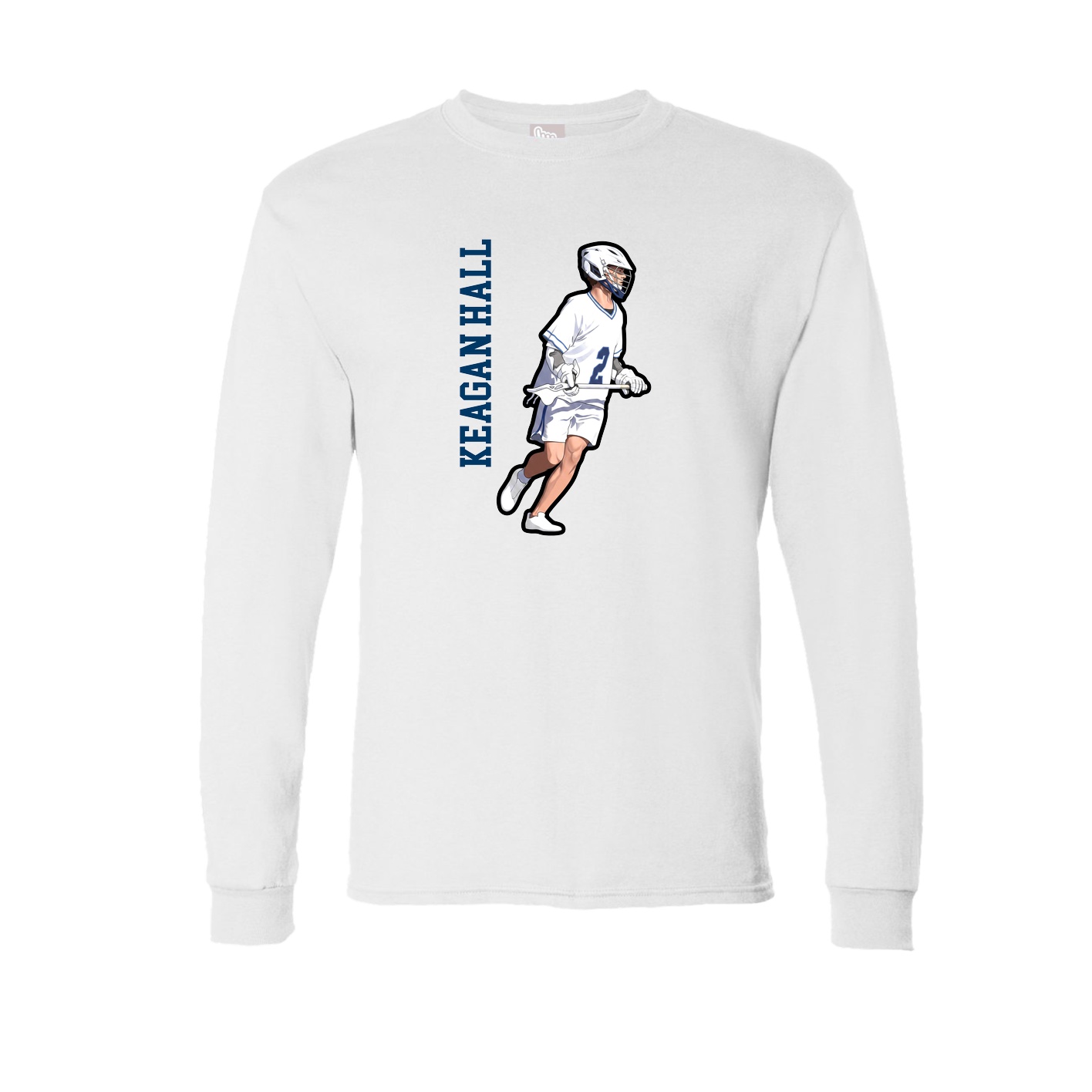 Long Sleeve Tee — Name Vertical in White