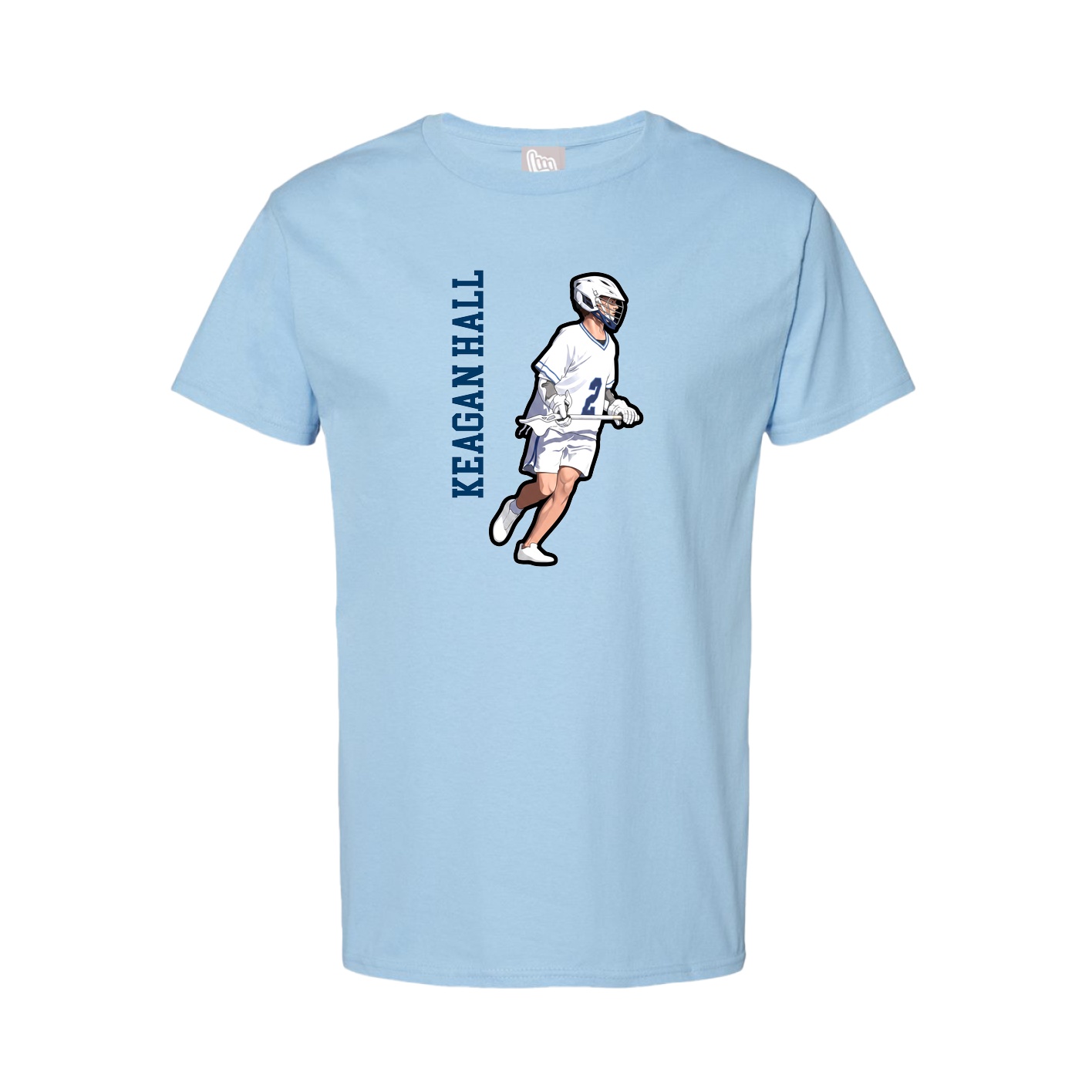 Youth Tee — Name Vertical in Light Blue