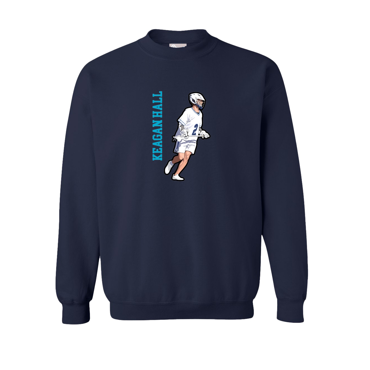 Fleece Crew — Name Vertical in Navy