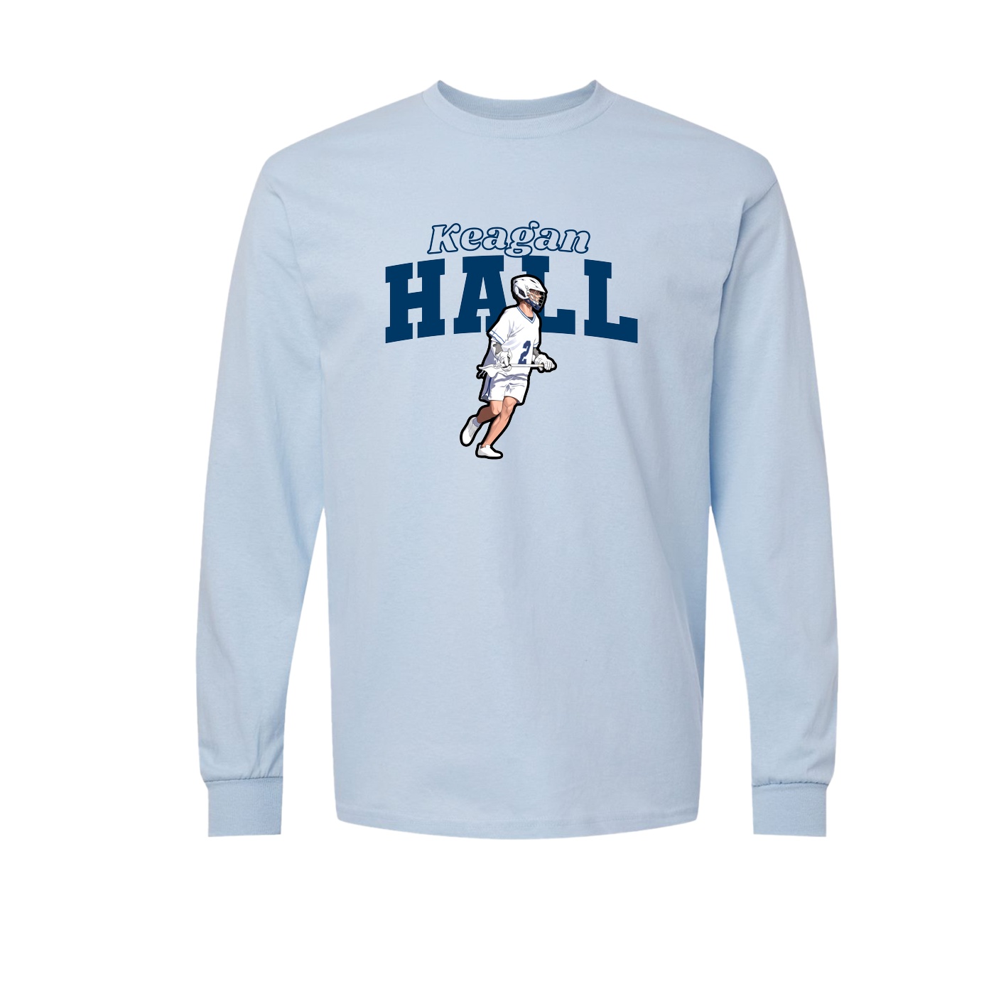 Long Sleeve Tee — Name Arch in Light Blue