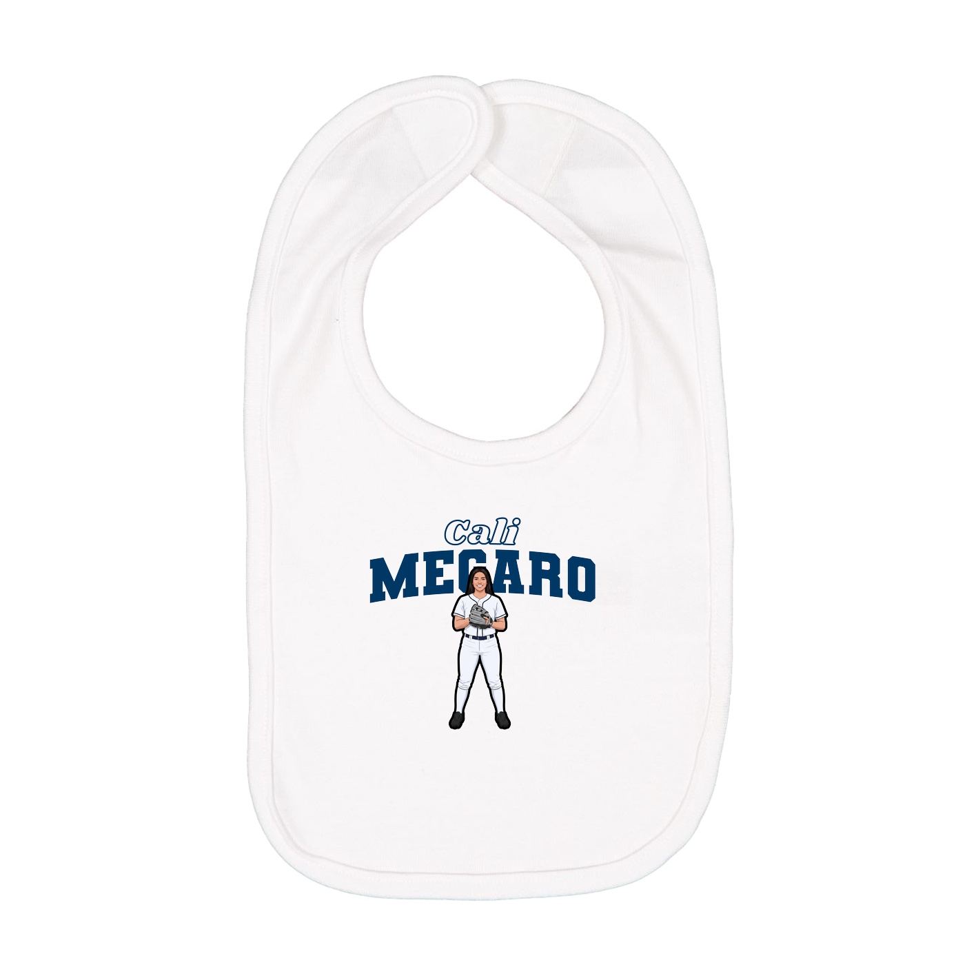 Infant Bib — Name Arch in White