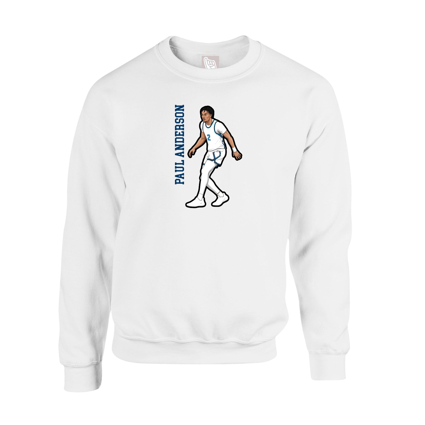 Fleece Crew — Name Vertical in White
