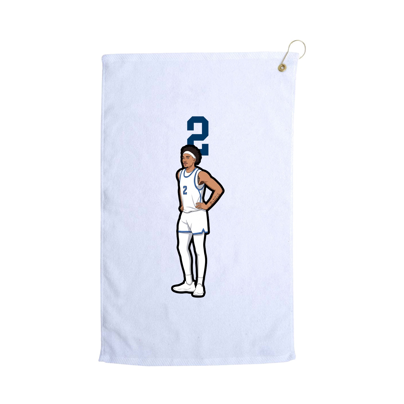 Golf Towel — Number Top in White