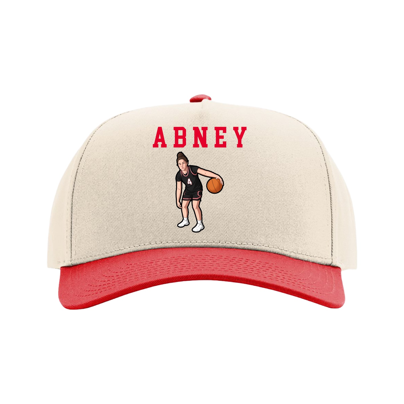 Full Fabric Five-Panel Champ Cap — Shirsey in Cream/Red