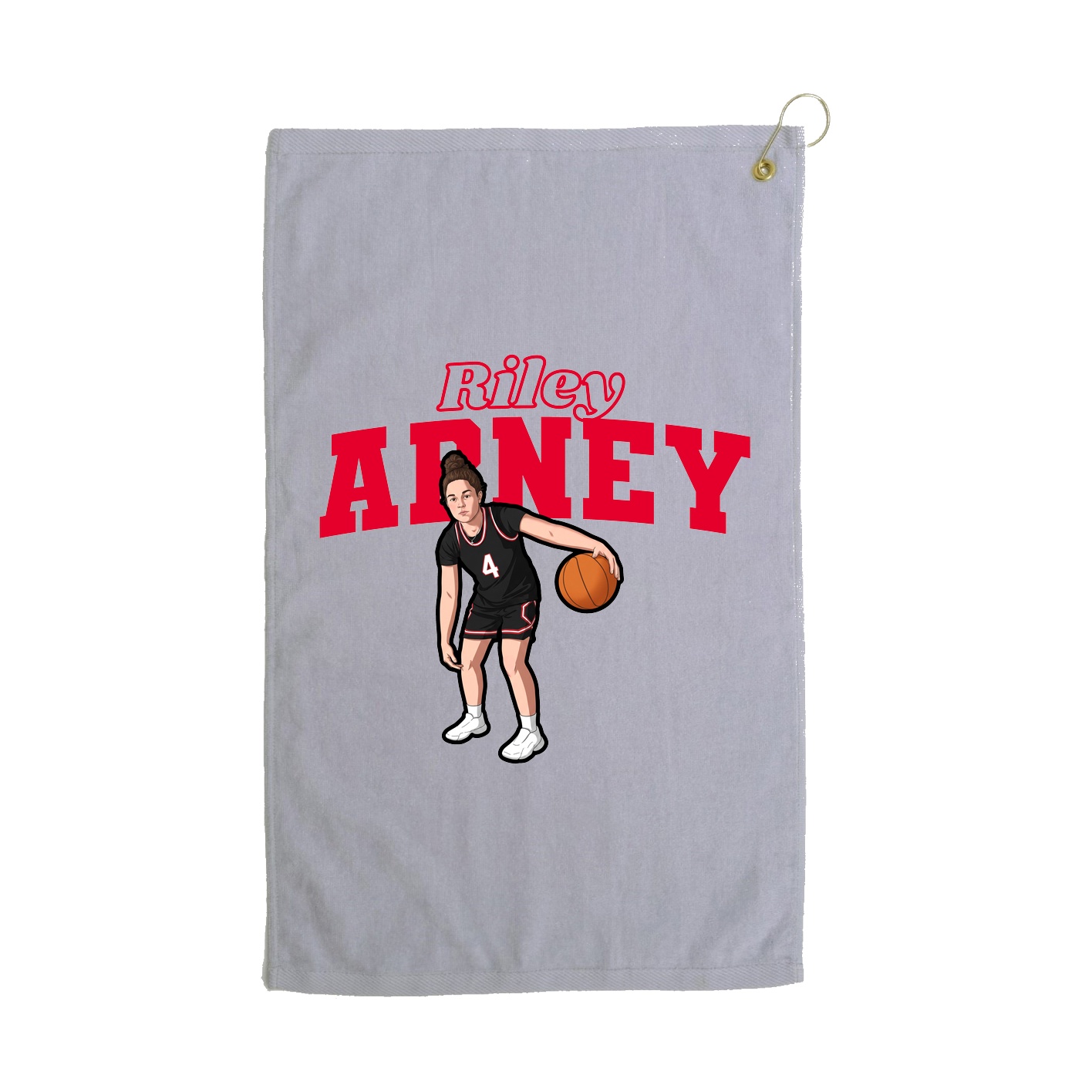 Golf Towel — Name Arch in Grey