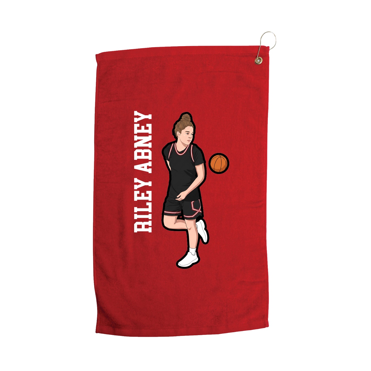 Golf Towel — Name Vertical in Red